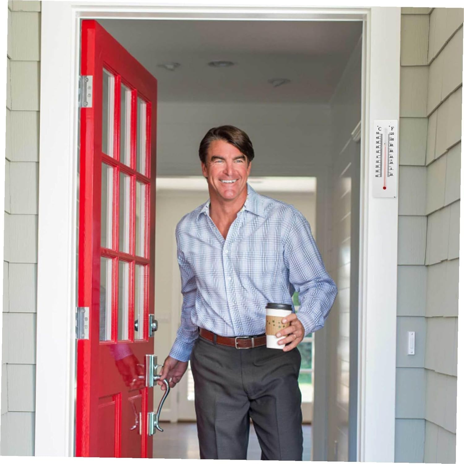 ULTECHNOVO 2Pcs Weatherproof Thermometer Key Hider Box Outdoor Decorative Spare Key Holder Plastic Wall Mount Storage for Home and Garden