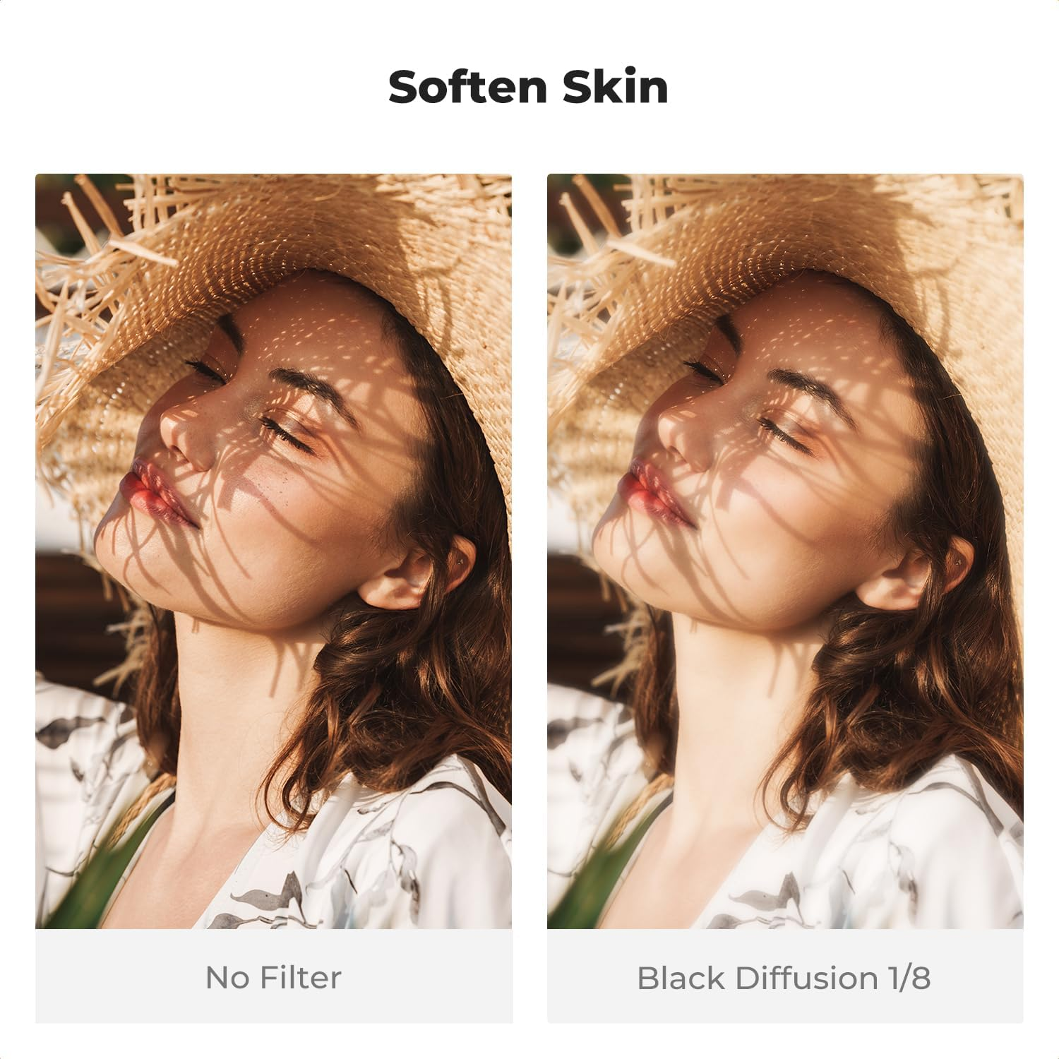 K&F CONCEPT 67Mm Black Diffusion 1/8 Filter with Camera Lens Cap Kit, Pro Mist Dreamy Cinematic Effect Filter with Multi-Coated for Photography/Video/Vlog/Portrait (Nano-K)