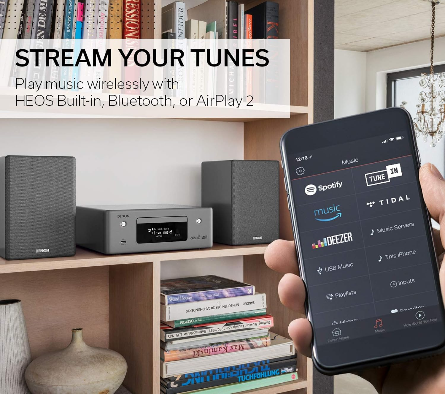 Denon CEOL-N11 DAB Audio Receiver with CD Player, Hifi Amplifier for TV Sound, Bluetooth, 2X Optical Input, DAB+, Google Assistant / Siri / Alexa Compatible, Music Streaming, HEOS Multiroom &ndash; White image number 5