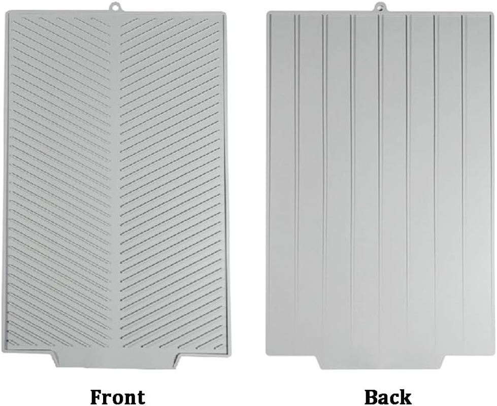 Large Kitchen Counter Dish Mat Silicone Dish Drying Mat with Built-In Drainage Outlet with Hook Drying, Pad Foldable Dish Drainer Mat for Sink Heat-Resistant Quick Dry Easy to Clean (Gray) image number 6