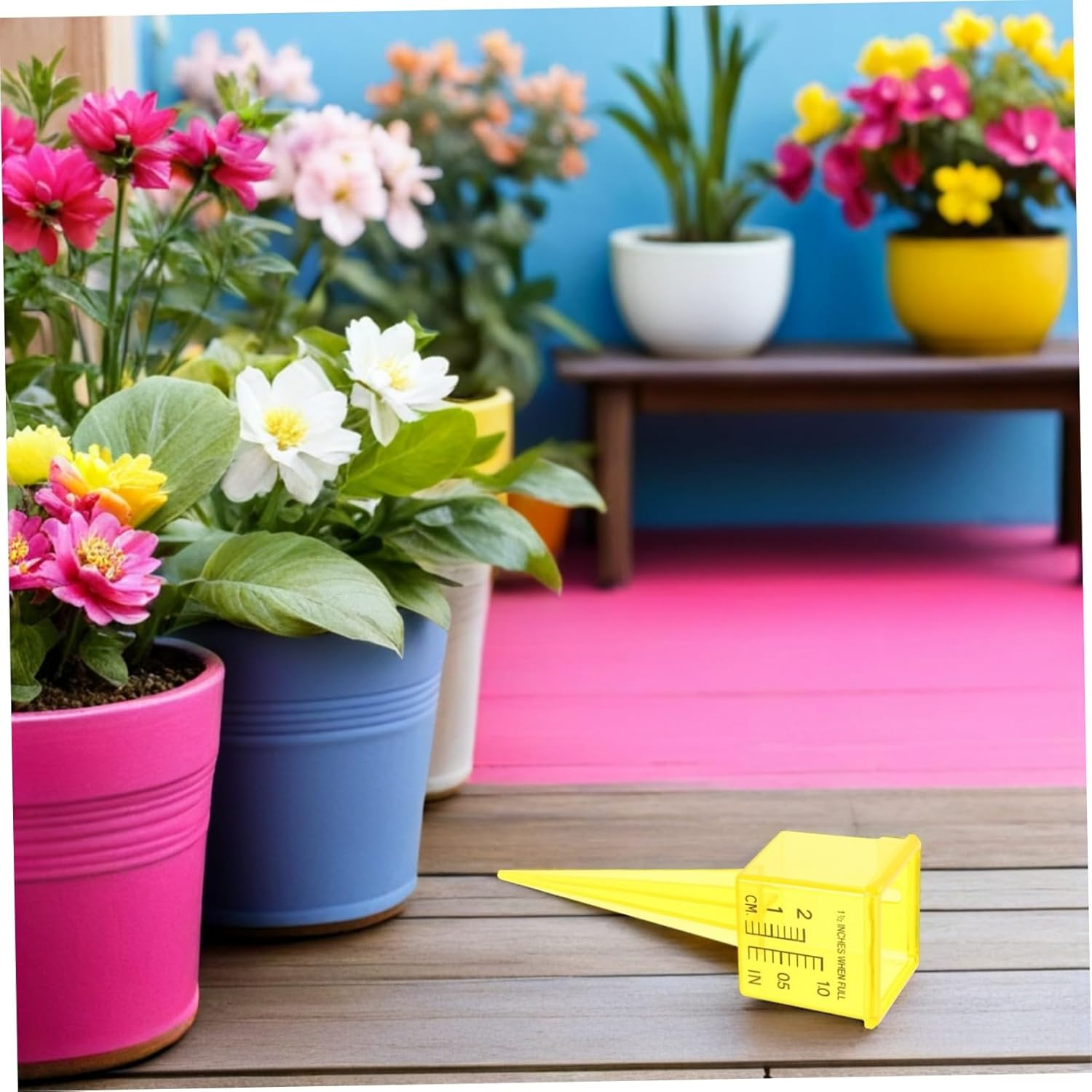 Bestonzon 20Pcs Lawn Water Meter Rain Gauge Outdoor Lawn Patio Water Gauge for Garden Measuring Wind Transparent Measuring Tool Rain and Snow Yellow image number 1