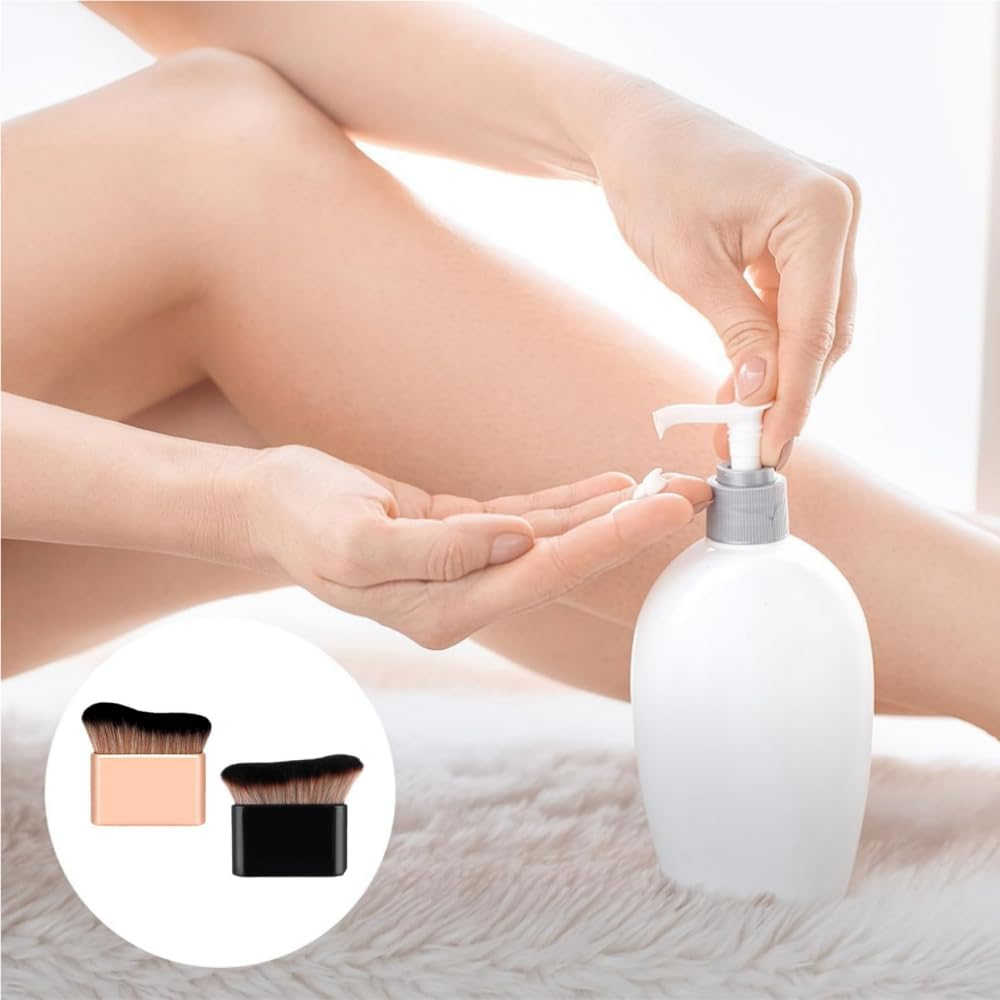 HIDOSNG 2 PCS Self Tanner Brush - Large Body Makeup Brush for Self Tanning,Self Tanning Mousse Blending Brush (Black,Rose Gold) image number 1
