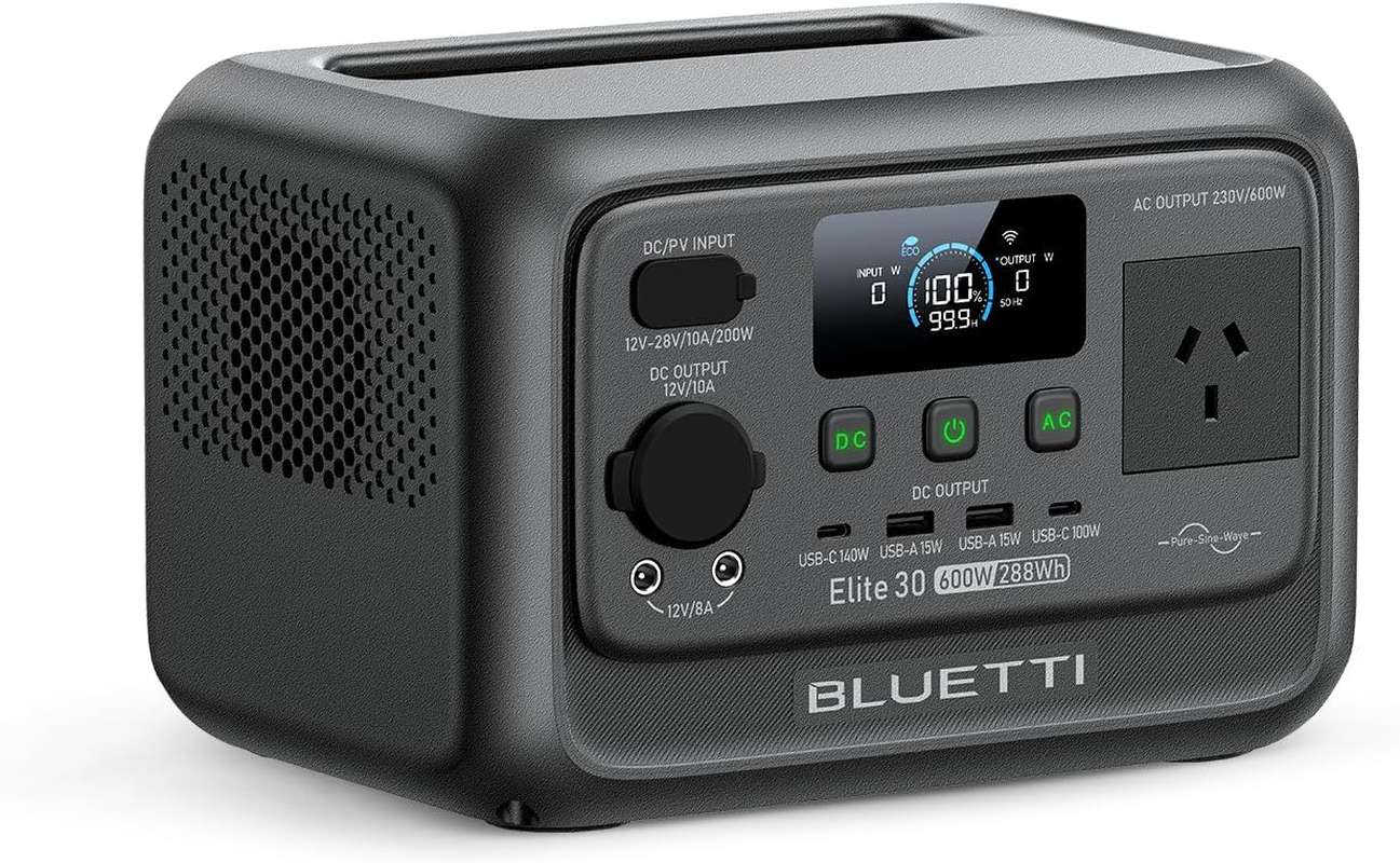 BLUETTI Solar Generator Elite 30 V2, 288Wh Lifepo4 Battery Backup, 600W AC Outlets (Power Lifting 1,500W), 0-100% in 70 Min, for Camping, Road Trip, Outage (Solar Panel Optional) image number 2