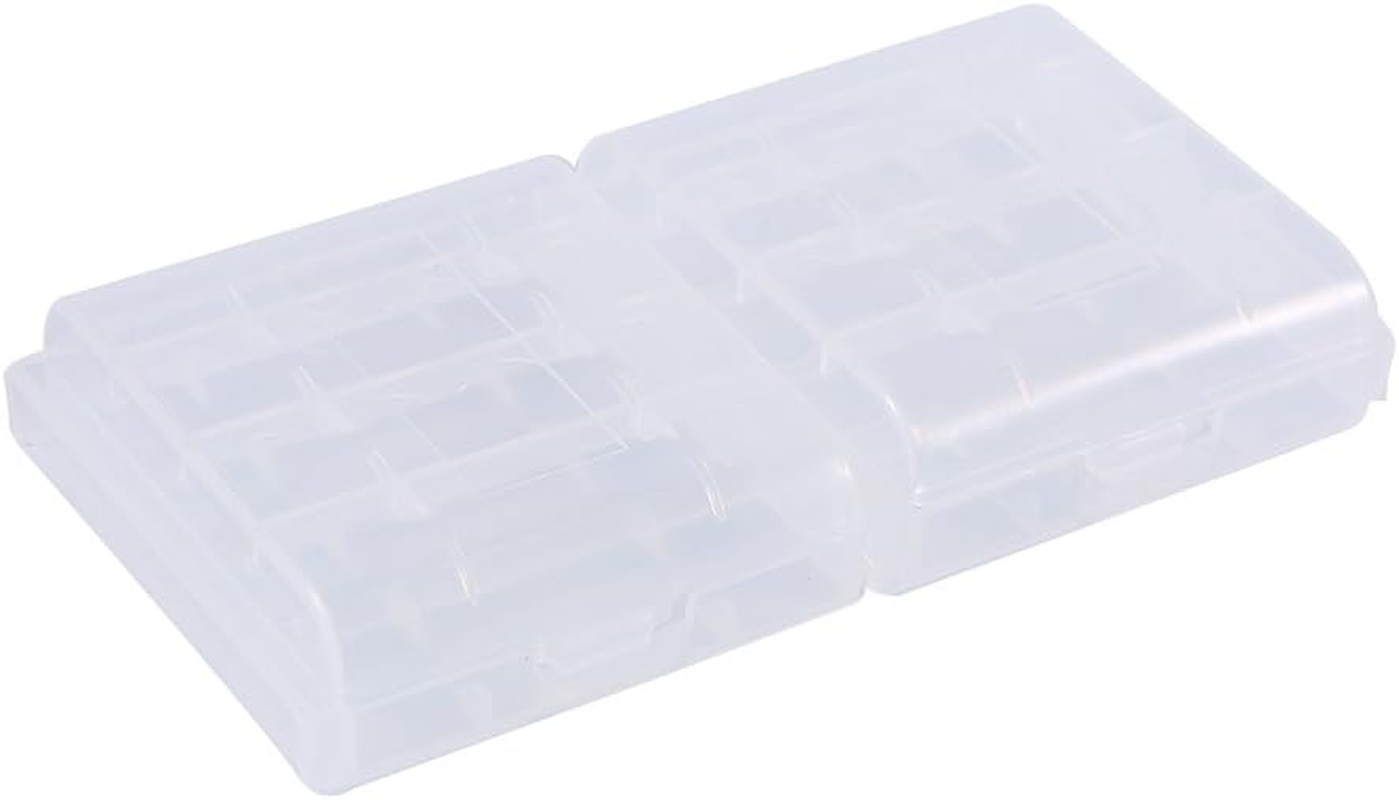 Transparent Hard Plastic Case Holder AA/AAA Battery Storage Box, Clear White (10Pcs) image number 1