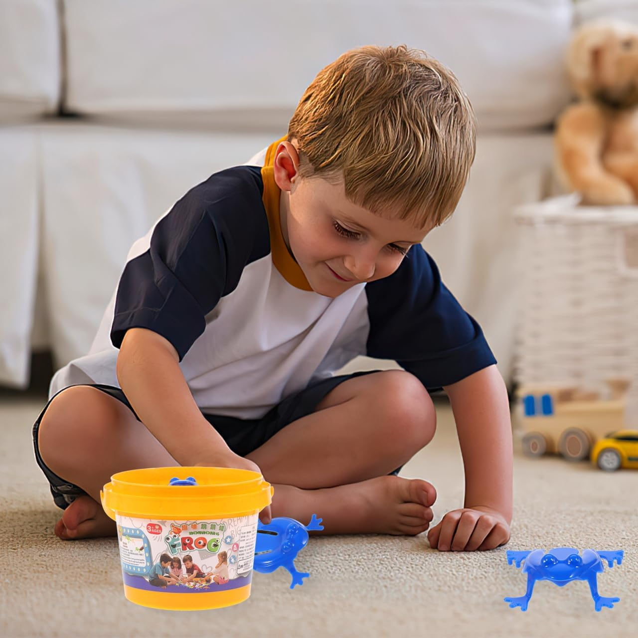 Frog Jumping Toys Bouncing Frog Toys Plastic S Jumping Toy Finger Pressing 12Pcs Bouncing Toy Game with Bucket for Kids Kids Jumping Toys Toys image number 6