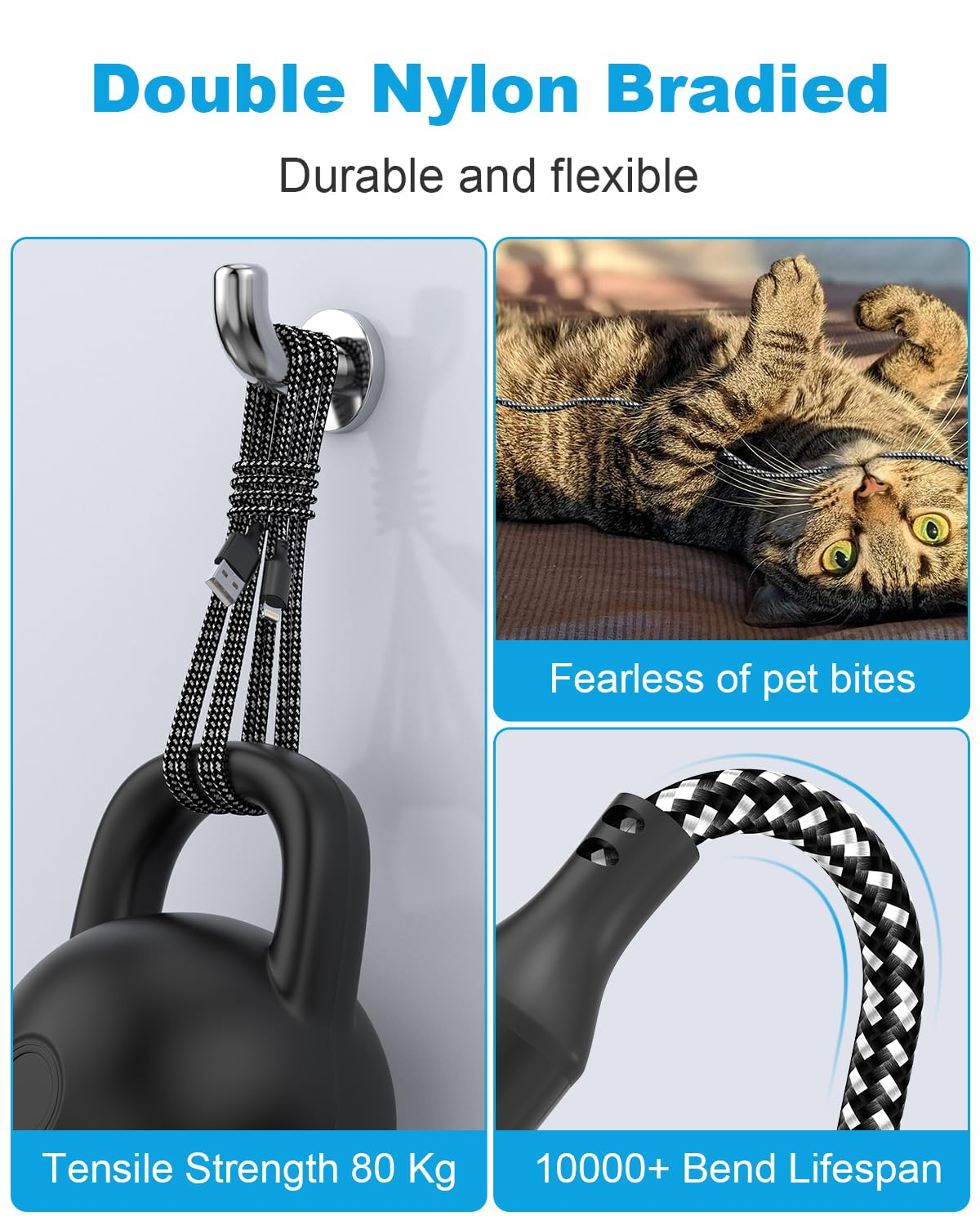 5M Long USB C Cable, 60W USB-C/A to USB-C PD Fast Charging Type C Charger Cable for Iphone 17 16/15 Series, Android, Ipad, Macbook, Pixel image number 5