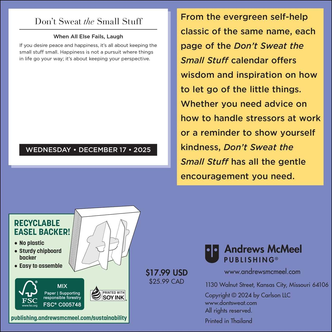 Don'T Sweat the Small Stuff 2025 Day-To-Day Calendar: and It'S All Small Stuff image number 3