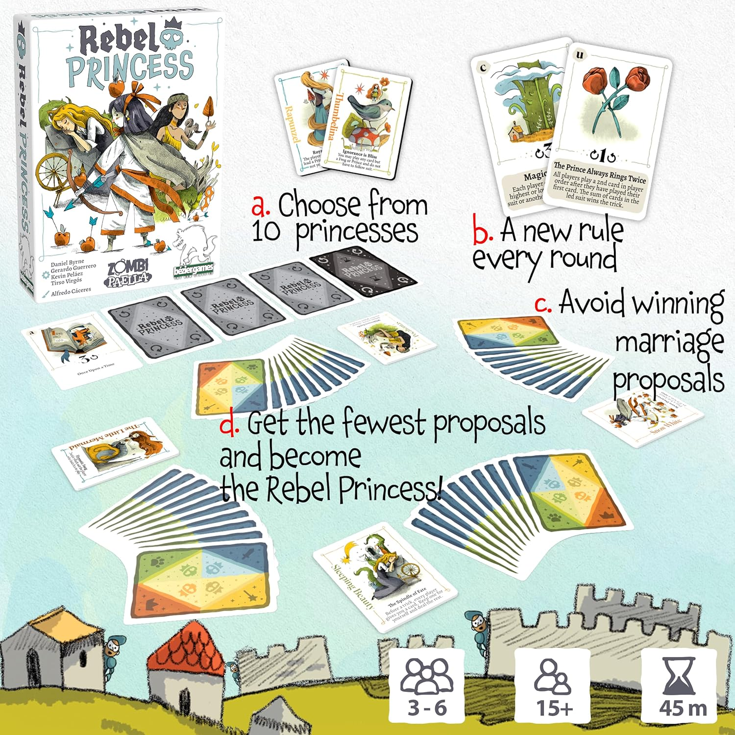 Bezier Games Rebel Princess Standard Edition Ultimate Blend of Theme and Strategy Card Game image number 3