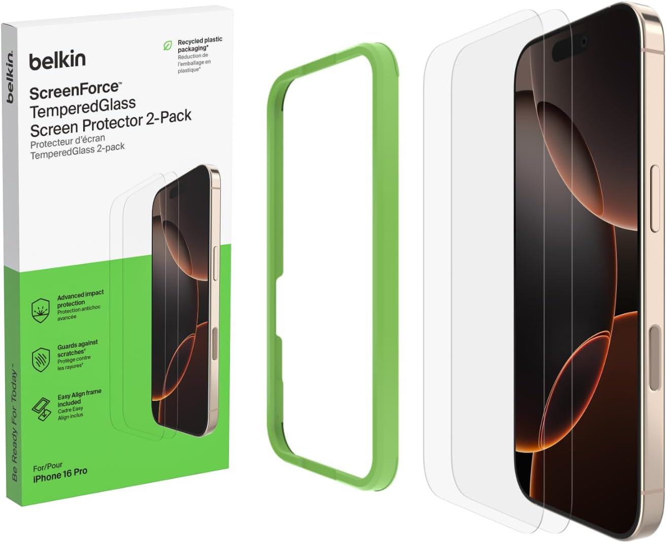 Belkin Screenforce Temperedglass Screen Protector for Iphone 17 Scratch-Resistant Impact Protection W/Included Easy Align Tray for Bubble Free Application - 2 Pack image number 5