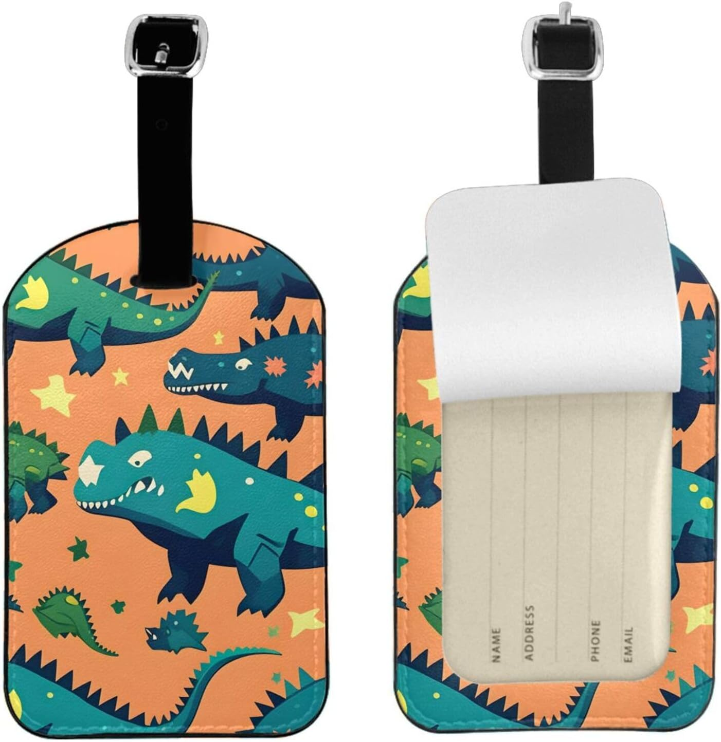 Dinosaur Print Elegant Tag Stylish Tag Luggage Tag 4.3 X 2.76 Inch for Suitcases Travel Bags image number 5