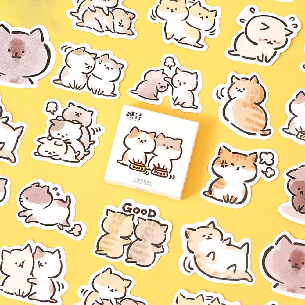 45Pcs Cute Cat Stickers for Scrapbooking, Bullet Journal, DIY Decoration, Planners, Suitcase, Diary, Notebooks, Album, Laptop, Phone Cases, and Art Crafts image number 3