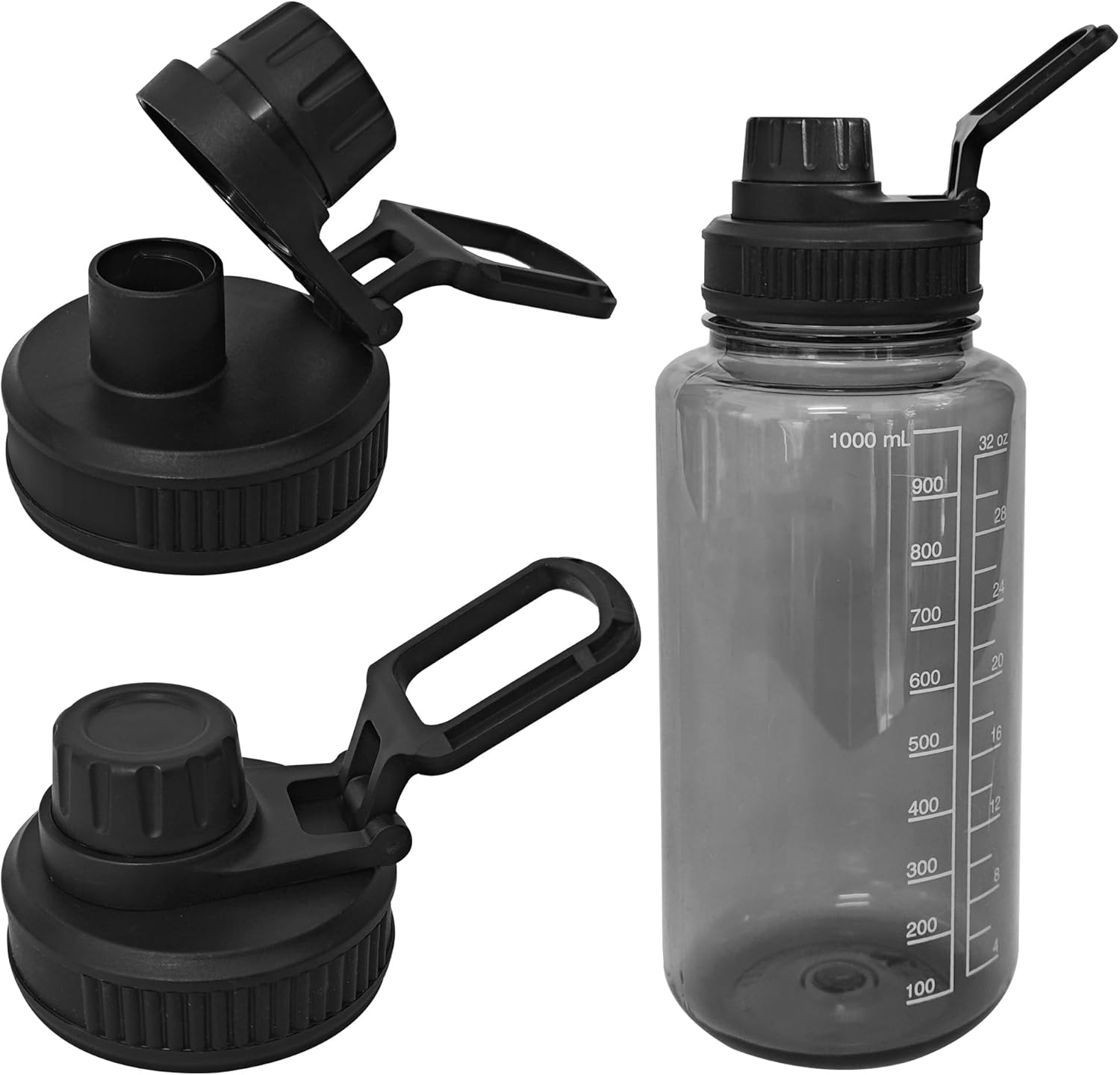 2 Pcs Replaceable Lid for Nalgene Sustain Tritan Water Bottle, Wide Mouth Loop Top Lid Compatible with Nalgene 32 Oz, BPA Free, Replacement Cap Accessories with Handle Easy to Carry, Black image number 3