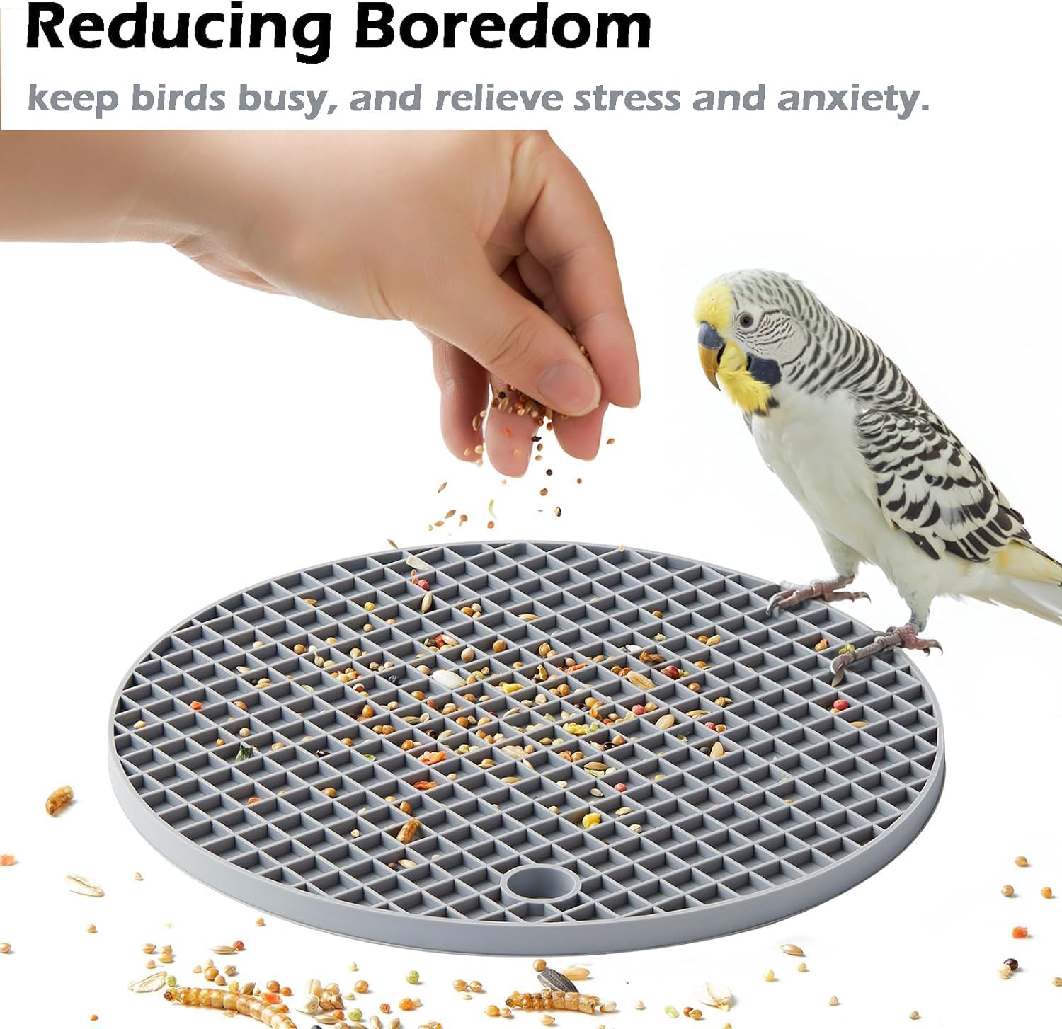 WADY 2Pcs Bird Foraging Puzzle, Slow Feeder Mats, Interactive Parrot Toys to Increase Feeding Time, Enrichment for Parakeet, Cockatiel, African Grey, Conure, Budgies image number 2
