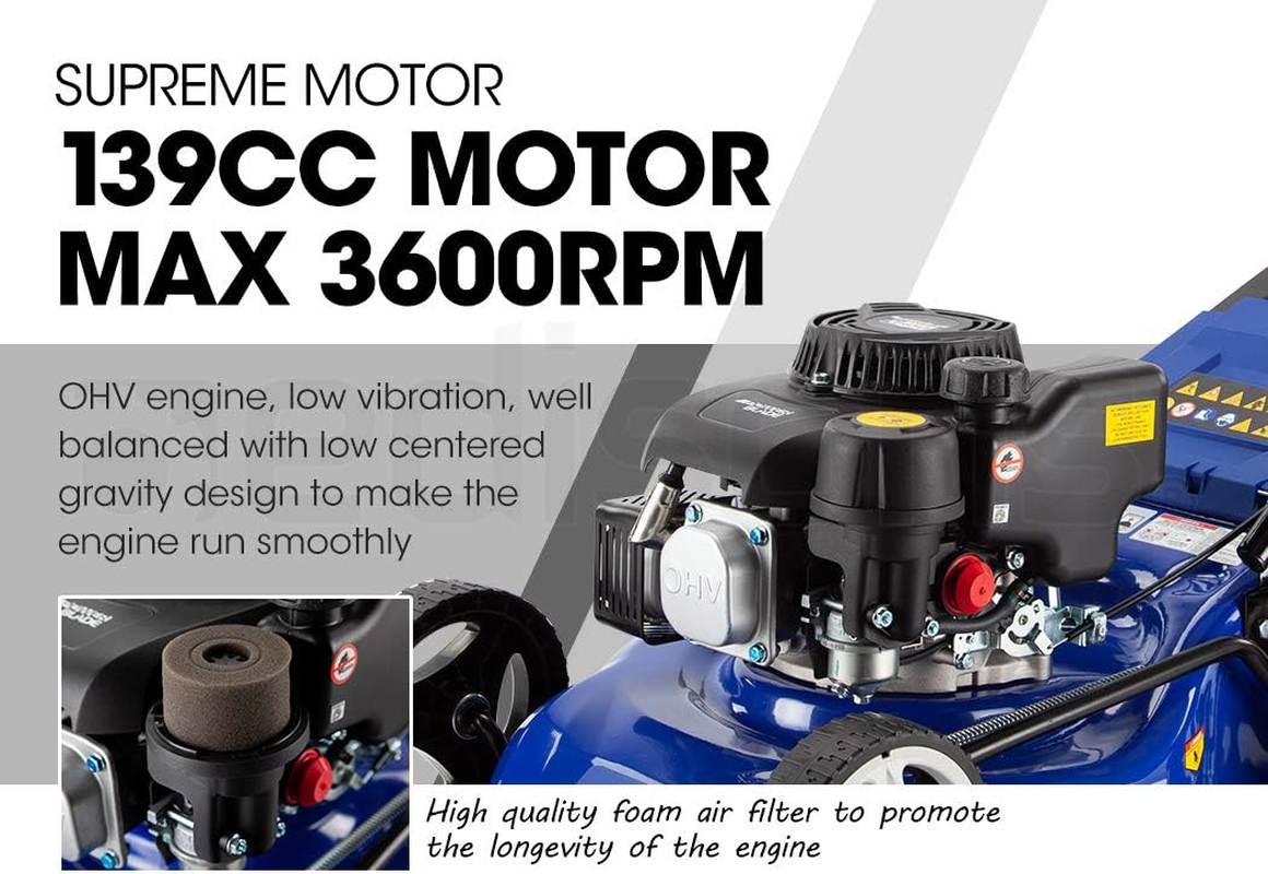 17 Inch Petrol Lawn Mower 139Cc 4-Stroke OHV Air-Cooled Recoil/Pull Start Mower, V450 image number 5