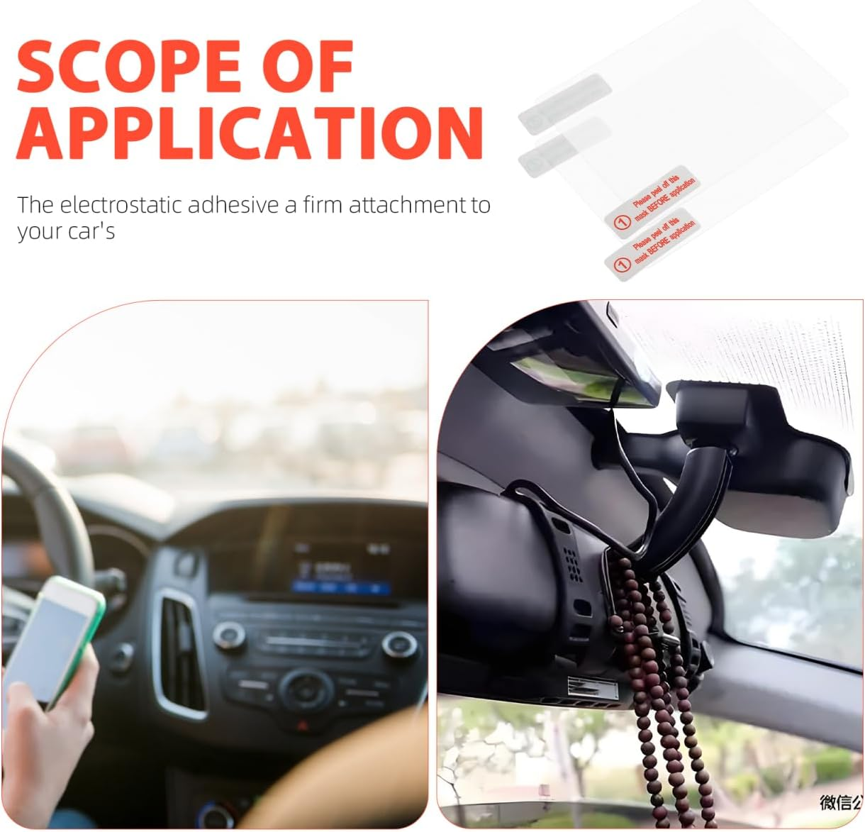 SOLUSTRE 10Pcs High-Temperature Resistant Electrostatic Stickers for Car Windshield Clear Adhesive Film for Automotive Dashcam Use Thickened Design for Strong Adhesion and High Definition Clarity image number 1