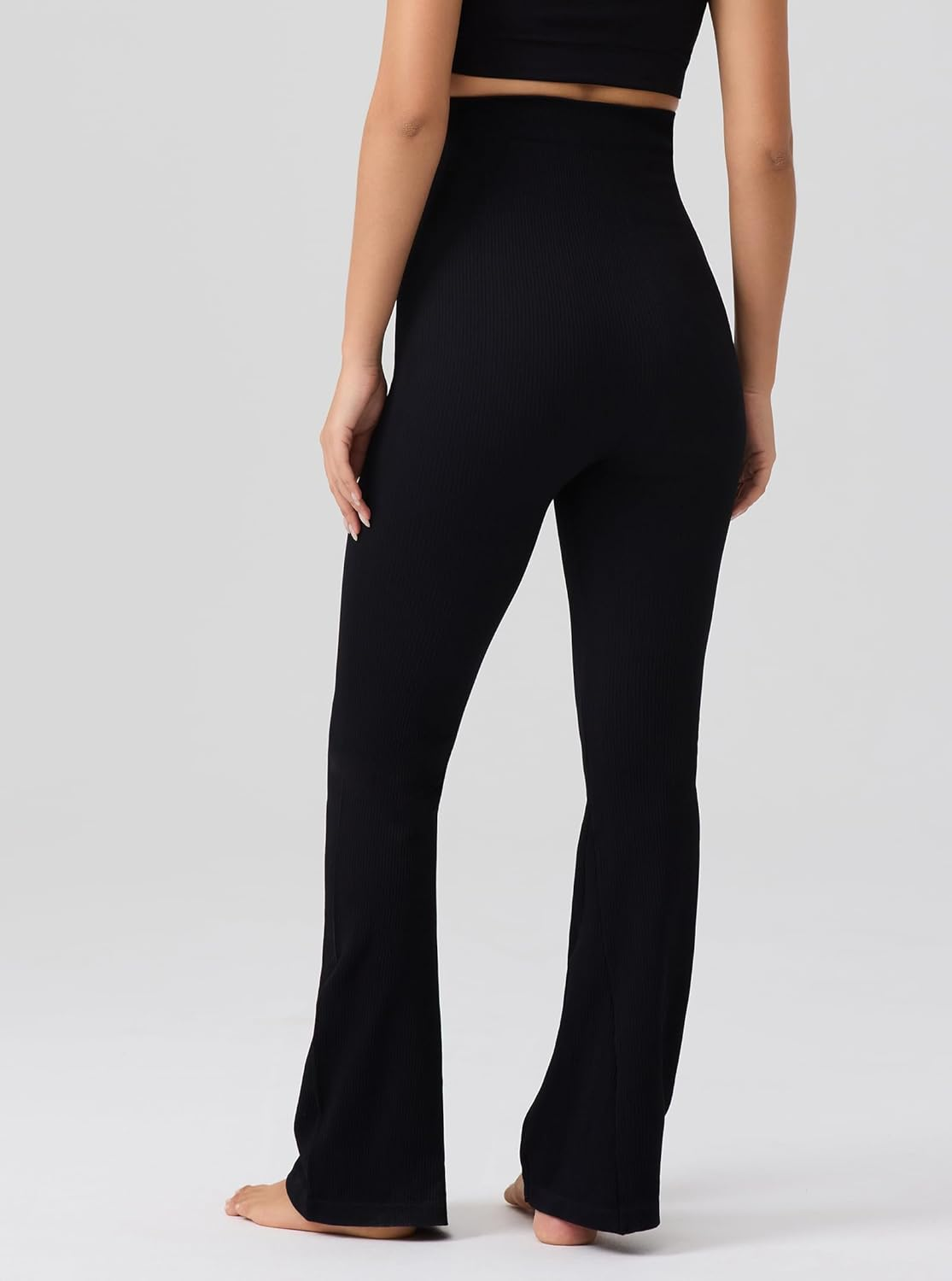 Angelhood Women'S Maternity Flare Leggings over the Belly Ribbed Pregnancy Yoga Leggings Workout Activewear Maternity Pants image number 6