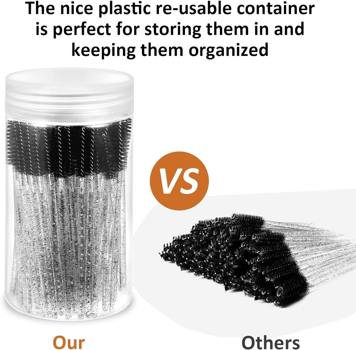 50 PCS Disposable Mascara Brushes Disposable Makeup Brush with Container Mascara Wands Makeup Brushes Applicators Kits for Eyelash Extensions and Eyebrow Brush (Crystal Black) image number 2