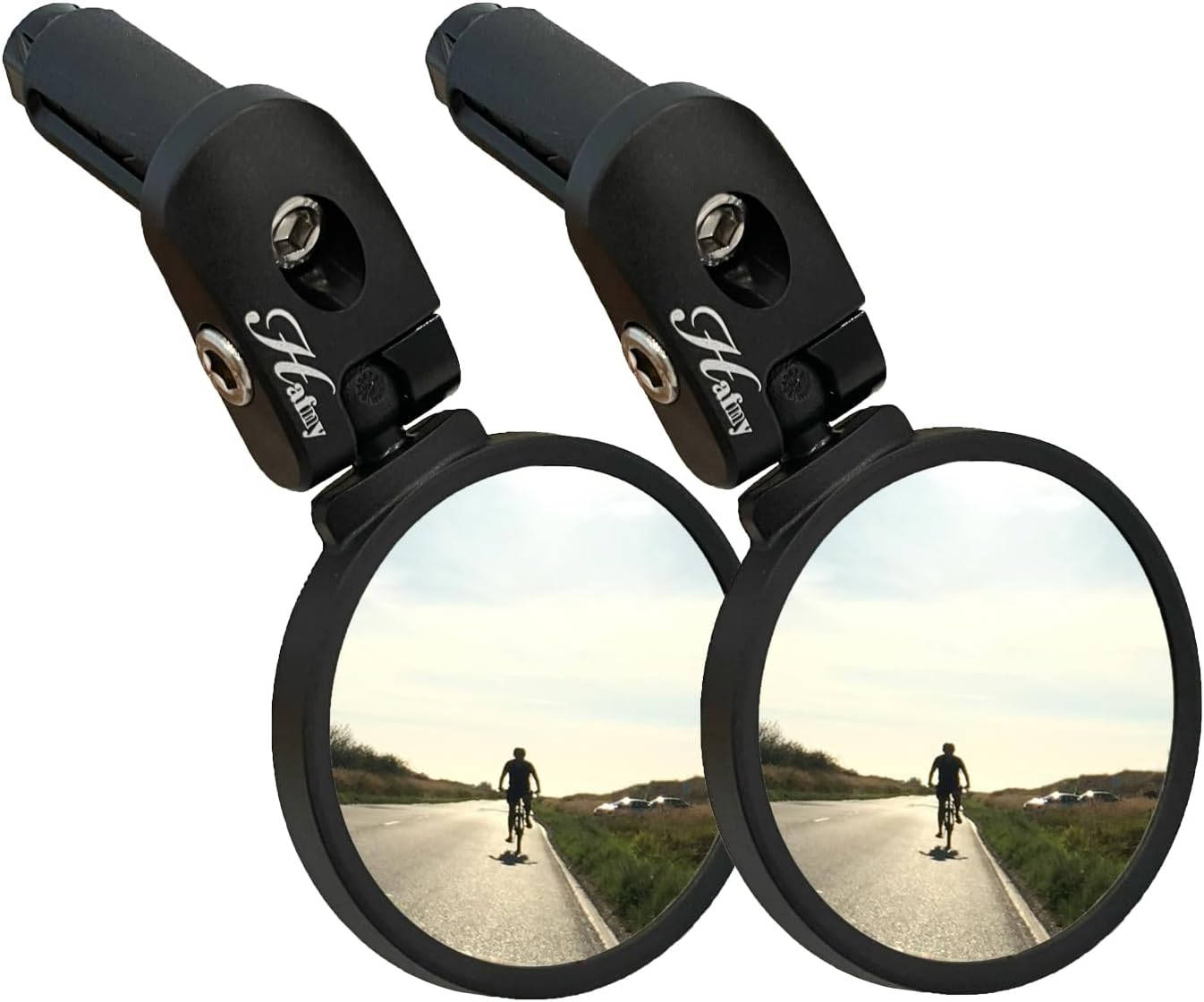 Hafny Bar End Bike Mirror, Stainless Steel Lens, Safe Rearview Mirror (Black 62 Diameter * 2PCS)