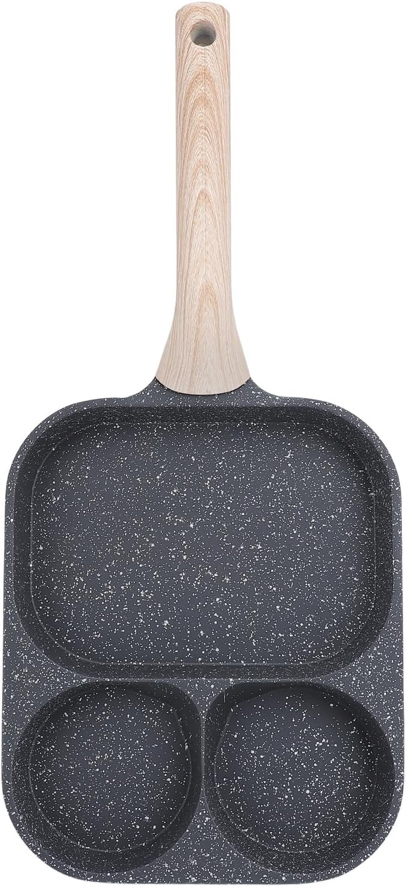 Multi Fuctional Pancake Pan - Stick Proof Egg Frying Pan & Steak Pan 2-In-1 with 2 Omelette Area + 1 Steak Section & Heat Resistant Handle for Breakfast (Double Bottom)