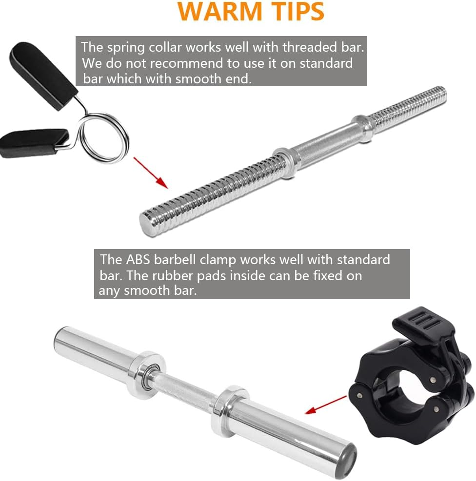 Barbell Clamps, Stainless Steel Spring Collar Clips and ABS Locking Barbell Collar, Pack of 4 Exercise Collars Quick Release Fitness Bar Clips Weight Lifting Dumbbell Weight Bar Clamps - 28Mm image number 3