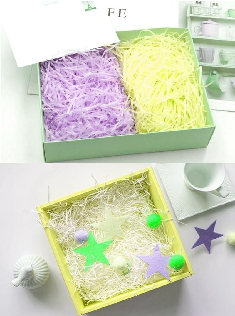 LORJE Raffia Grass Shredded Tissue Paper, Filler for Wrapping Gifts, Easter Basket Filler,Basket Shreds Crinkle Paper Party Gift Packaging Filler (Milky White) - Milky White image number 4