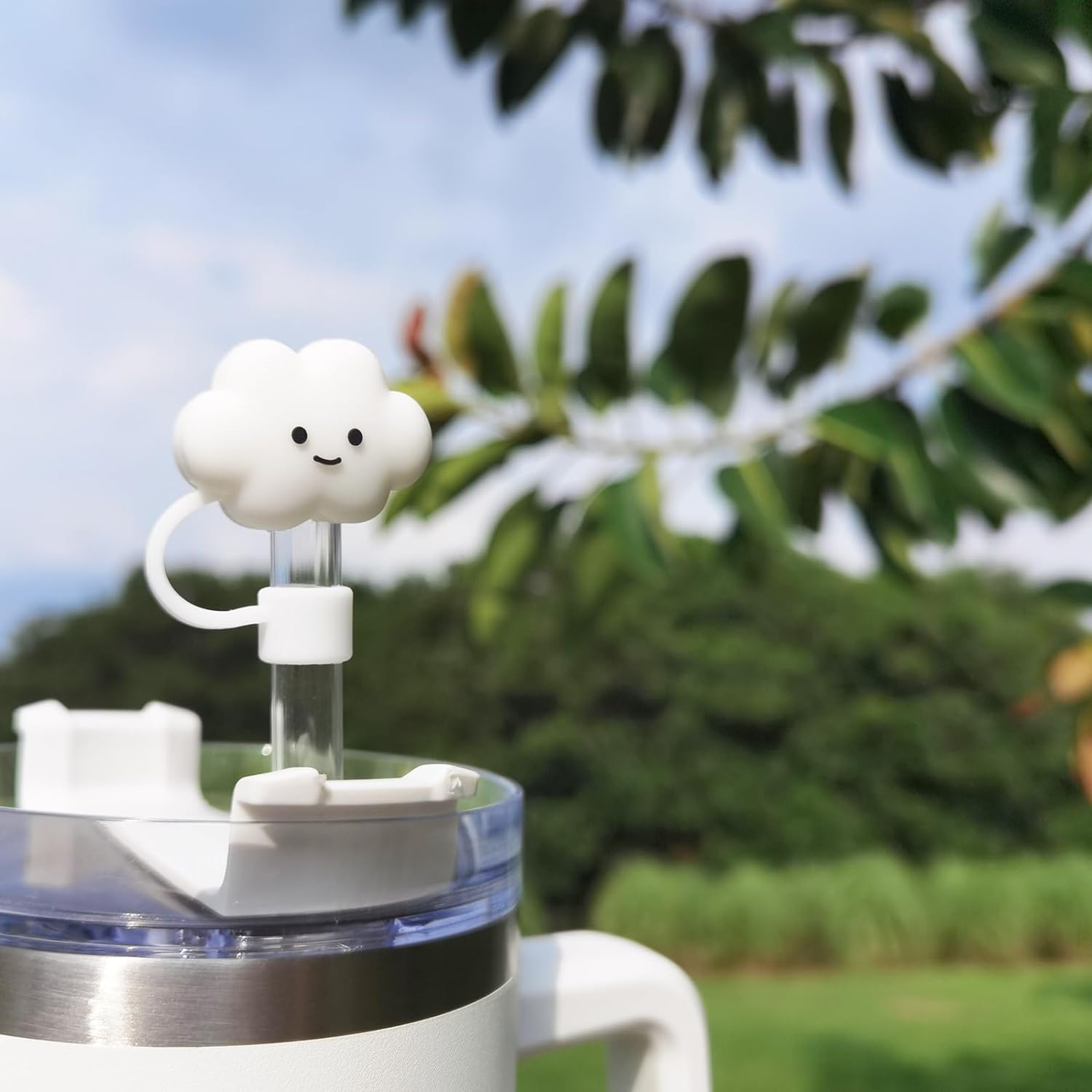 Straw Cover Compatible with Stanley 30&40 Oz Tumbler,4Pcs Large Cloud Straw Covers Cap for Stanley Cup Accessories,Food-Grade Silicone Protector Topper for 10Mm Straws (4Pc Cloud Straw Cover) image number 5