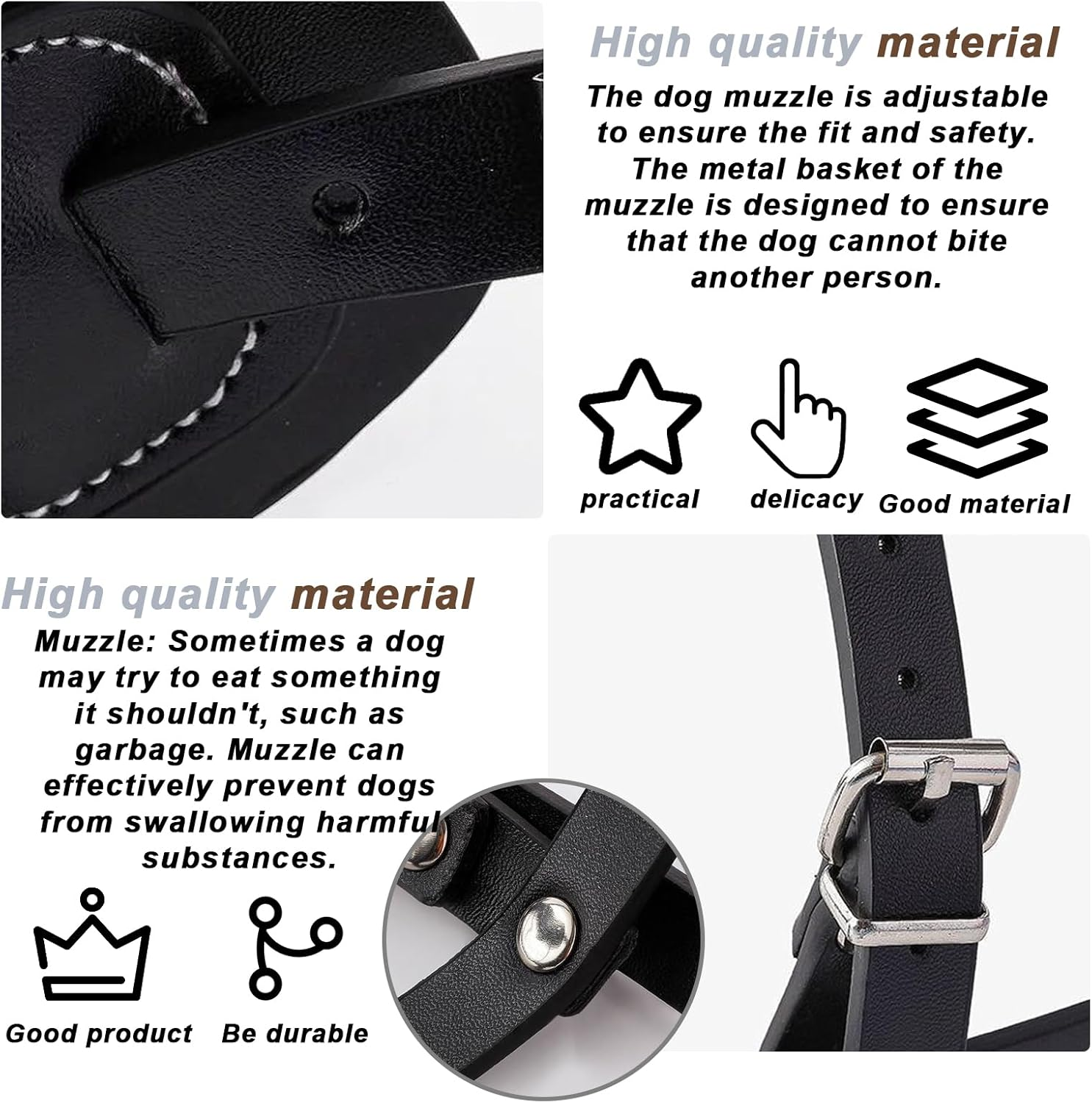 Muzzle for Dogs: Adjustable Muzzle Dog Muzzle Metal Can Panting and Drinking, Muzzle Medium Large Small Dogs Anti-Toxic Bait, Prevents Barking, Biting image number 5