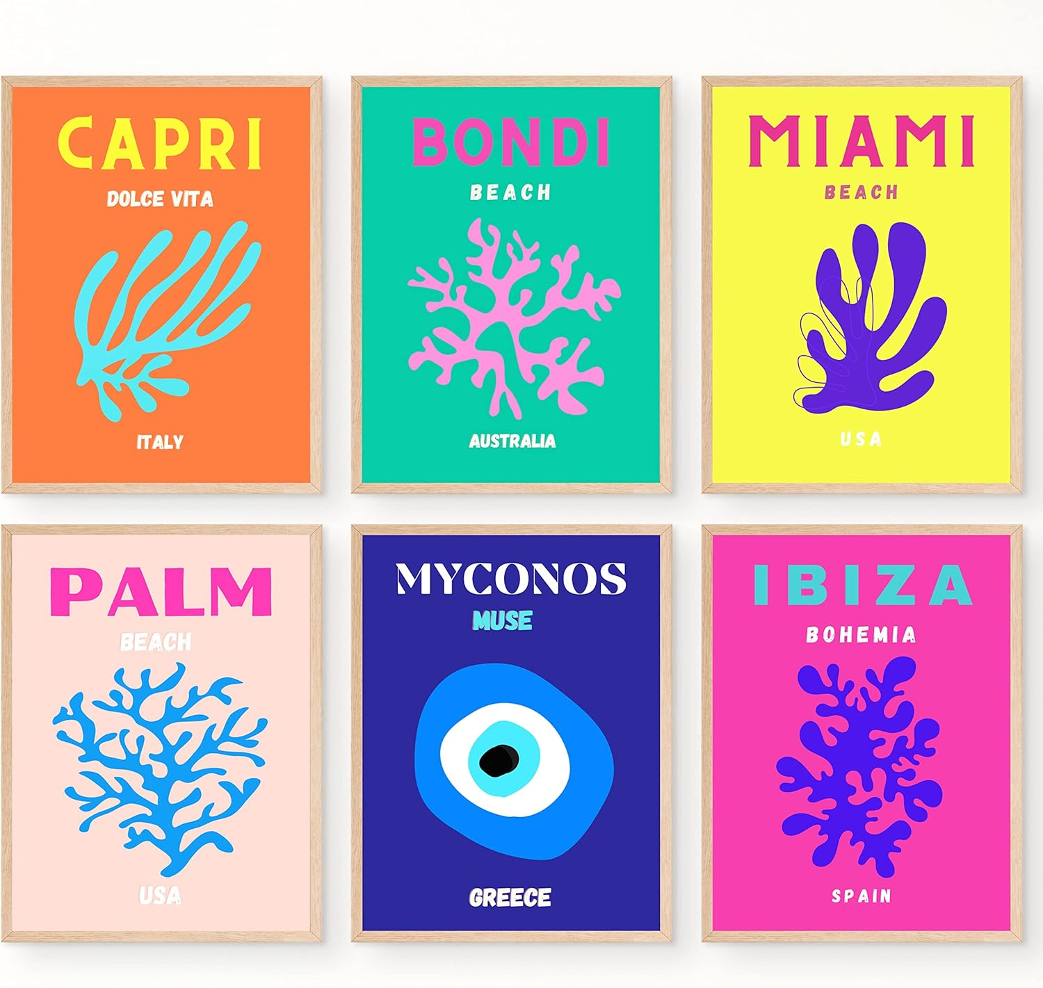 JUJU'S VIBES Pastel Danish Room Decor - Aesthetic Wall Art for Women, Teen - Wall Collage Pictures Prints, Cute Posters Clean Girl for Bedroom, College Dorm Apartment - 8X10 Set of 6 UNFRAMED.