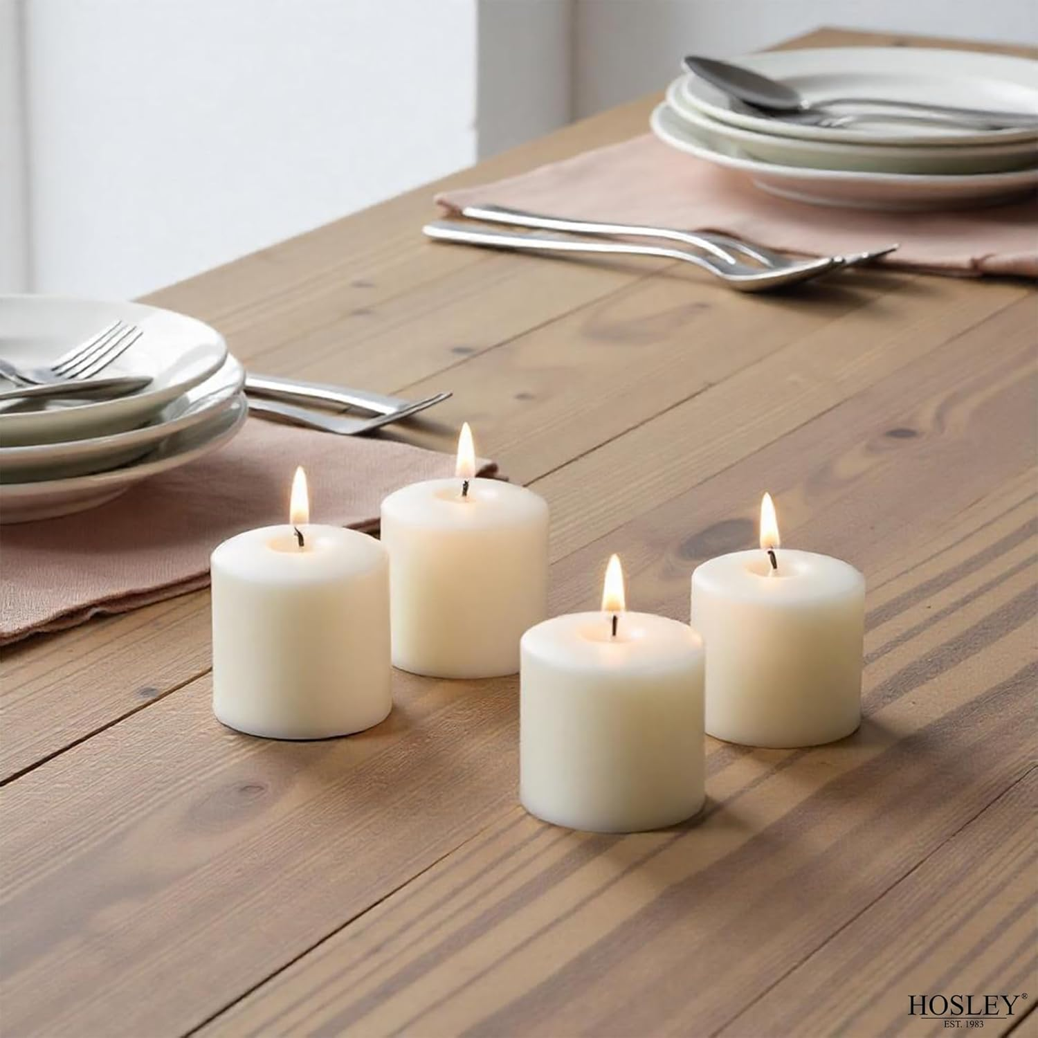 Hosley Set of 72 Unscented Ivory Votive Candles up to 10-Hours. Bulk Buy. Wax Blend. Ideal for Weddings Birthday Aromatherapy Party Candle Gardens. W5