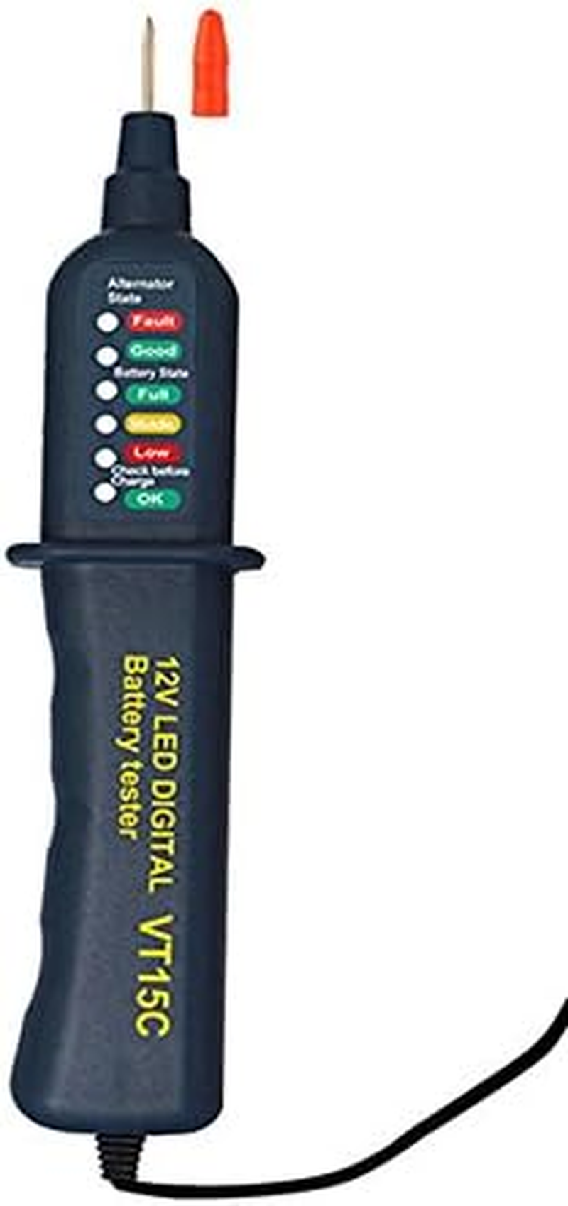 NUZAMAS Car 12V Battery Tester Alternator Testing Multi Functions Test Battery Condition and Charging with LED Indicator and Alligator Clips image number 2