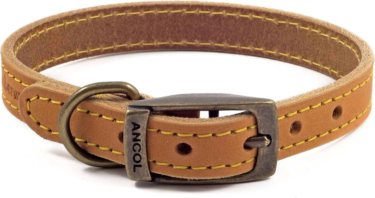 Ancol Timberwolf Leather Dog Collar Mustard Collar, 50-59 Cm, Mustard image number 5
