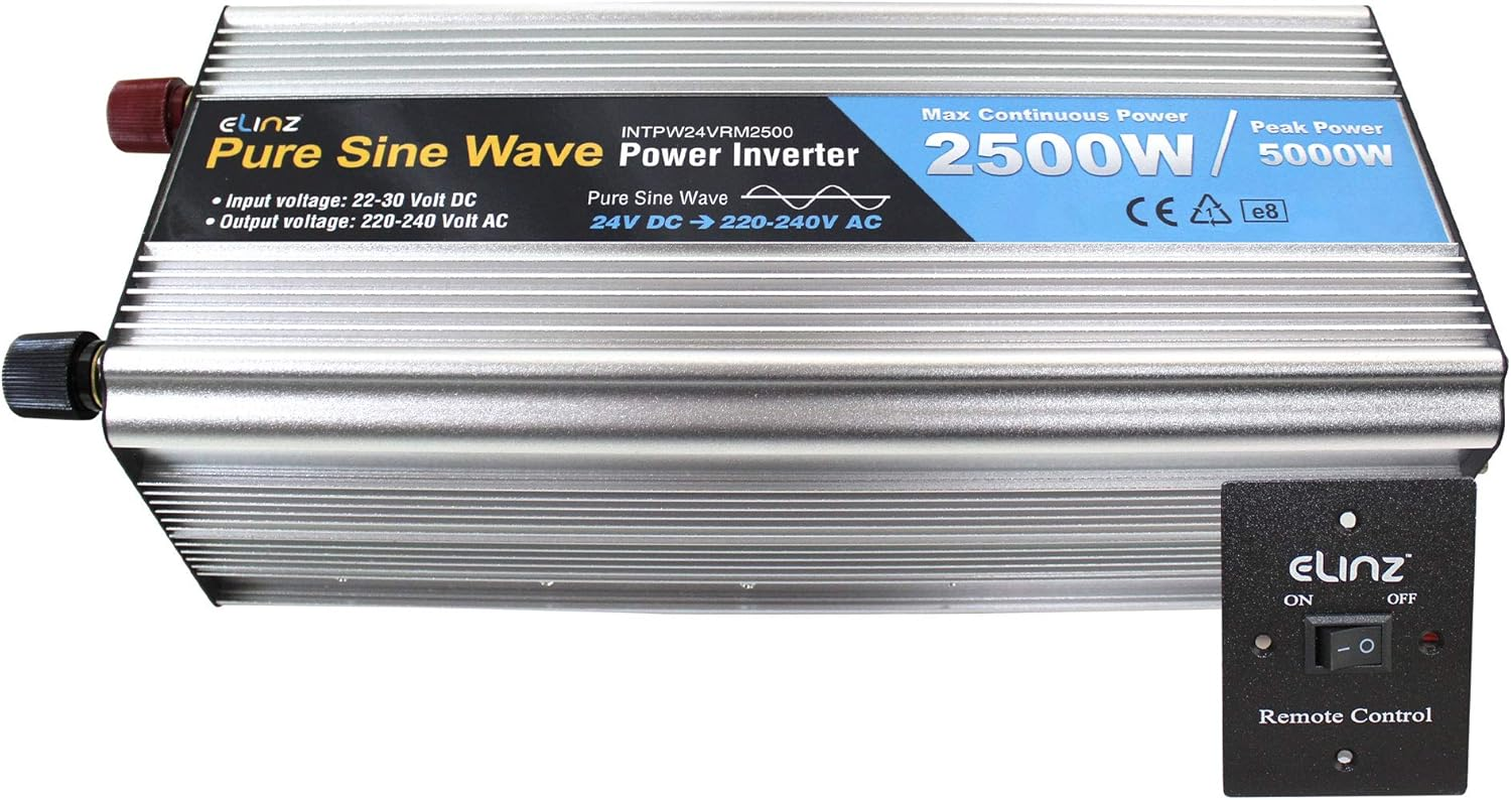 2500W/5000W Inverter 24V to 240V Pure Sine Wave Power Elinz Low High Voltage Input Short Circuit Output Overload Protection AUS Plug Car Caravan Ute SUV Truck Trailer Bus Remote Control 2Yr Warranty image number 1