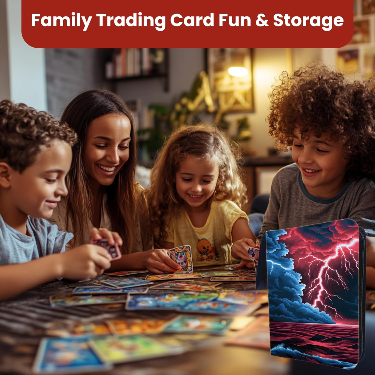 Trading Card Album, 400 Pockets Card Binder with 4-Pocket Sleeves for TCG, Yu-Gi-Oh, Magic the Gathering, and Sports Cards, Durable Card Holder for Collectors (Lighting, 4-Pocket)