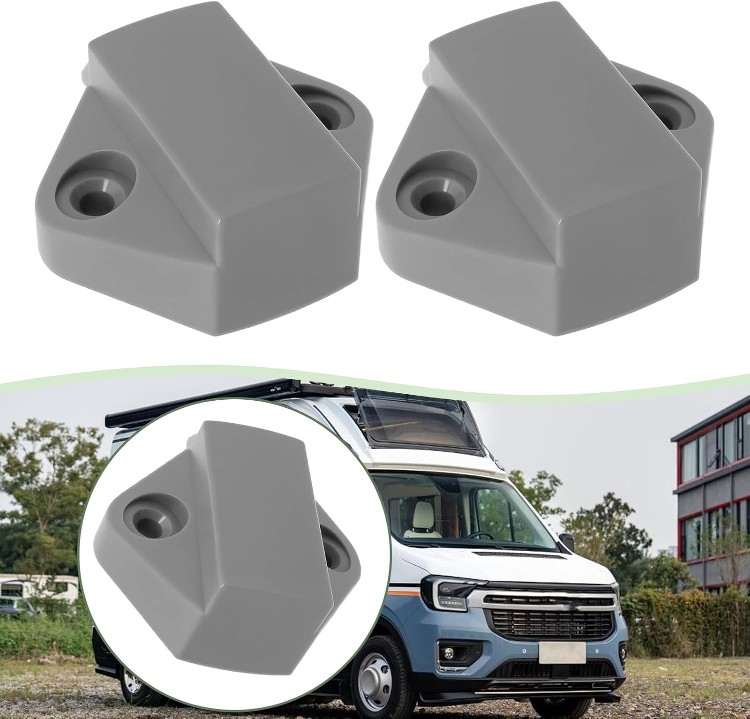 SING F LTD 2Pcs Grey Cupboard Door Handle Nylon Base Half Moon Push Lock Latch Knob Base Push Lock Base Cabinet Locks Handle Base for Car RV Caravan Boat Cupboard Drawers image number 5