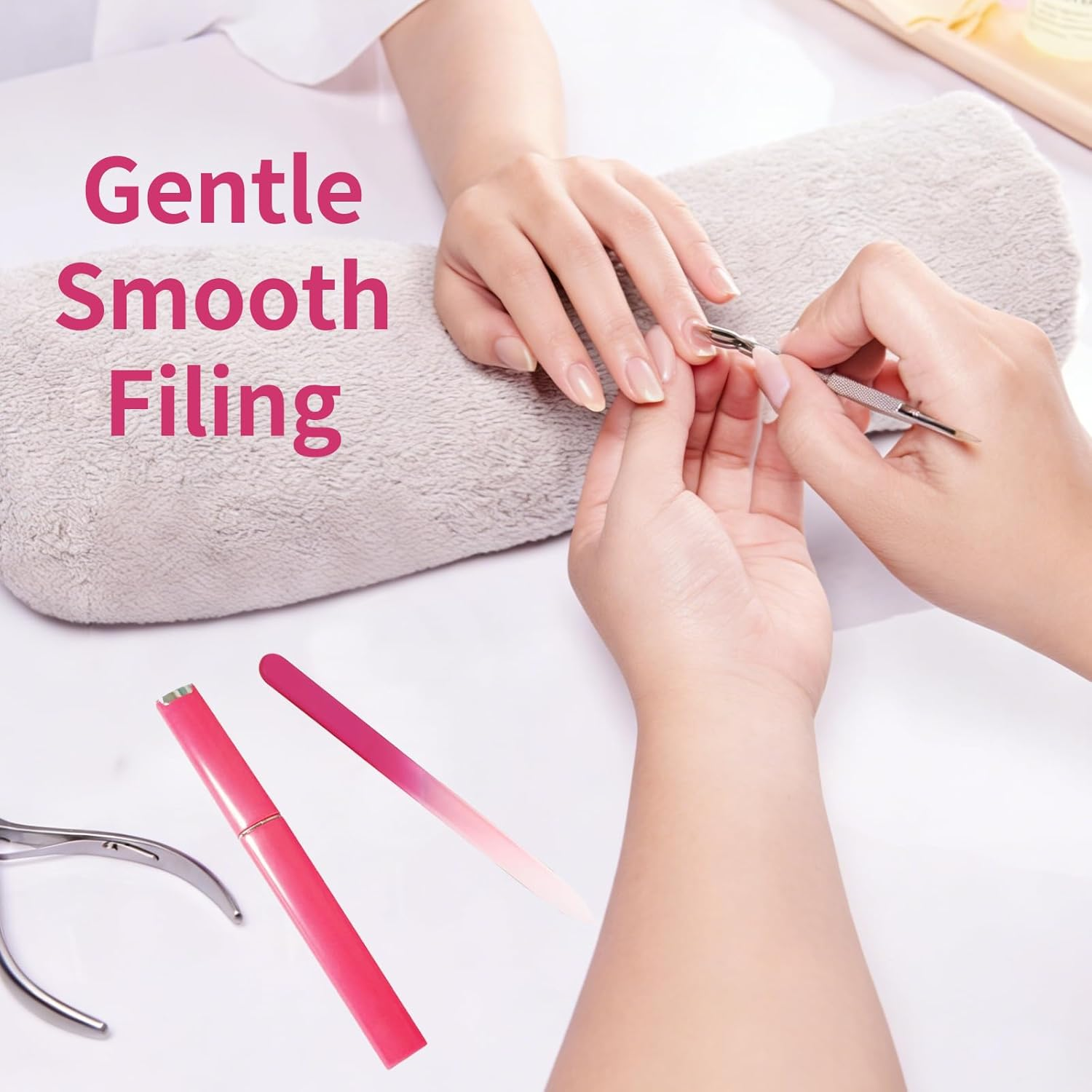 Glass Nail File 3 Pack for Natural Nails Crystal Nail Files Etched Professional Nail Filer (Black+Purple+Red) - Black+Purple+Red image number 3