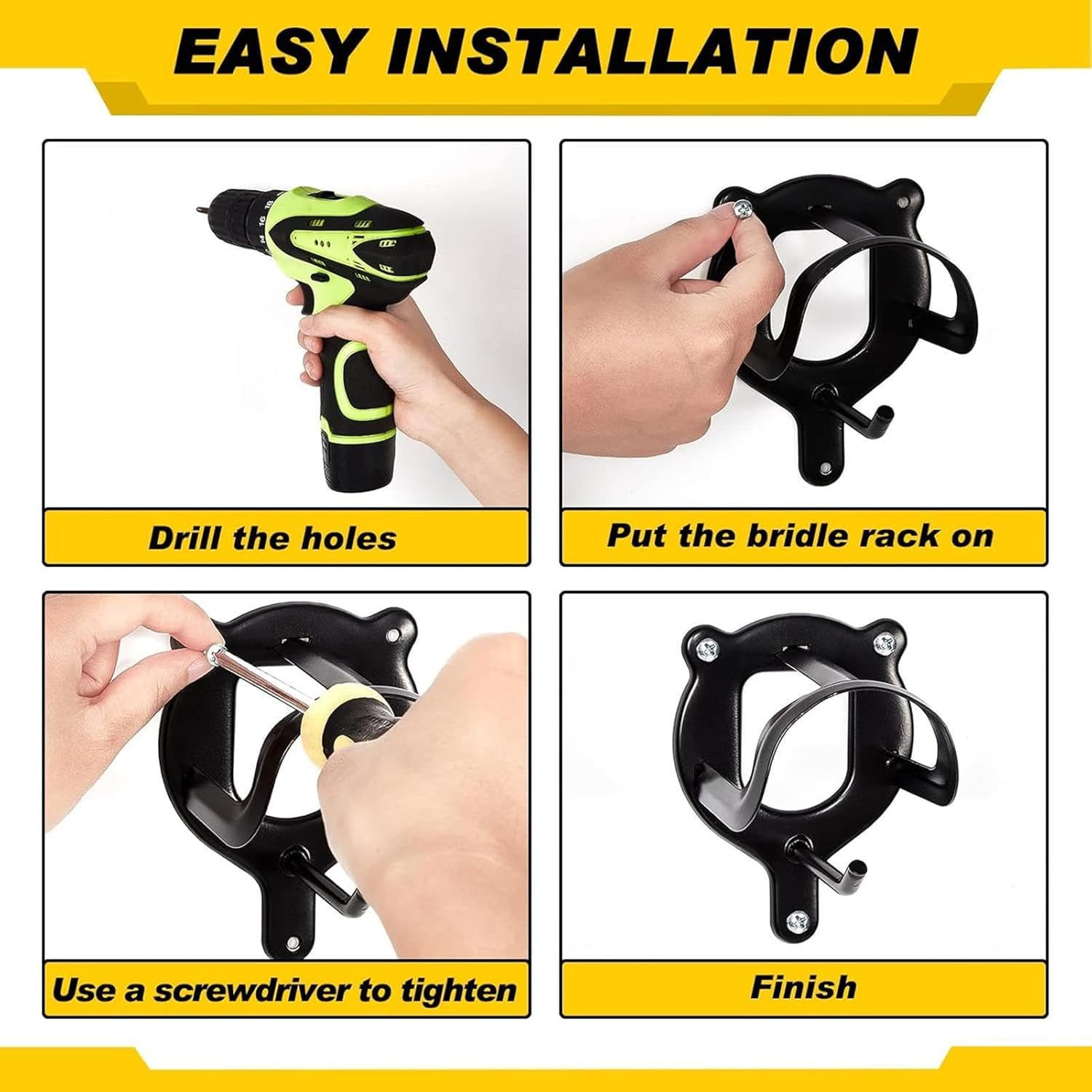 Horse Bridle Rack, Stable Halter Holder Hooks, Portable Horse Bridle Hooks, Tack Storage Rack, Harness Storage for Garage, Horse Tack Organizer, Metal Bridle Storage Hooks, Gear Wall Rack image number 1