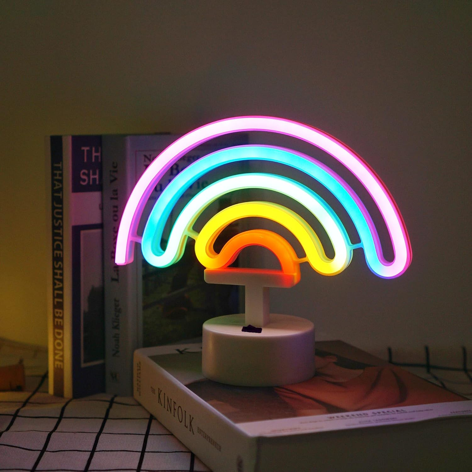Neon Signs Rainbow Indoor Night Light, Lovenite Battery/Usb Operated Glowing Neon Decorative Sign LED Light for Room Party Festival Decorations (Multi-Colored, Rainbow) image number 6