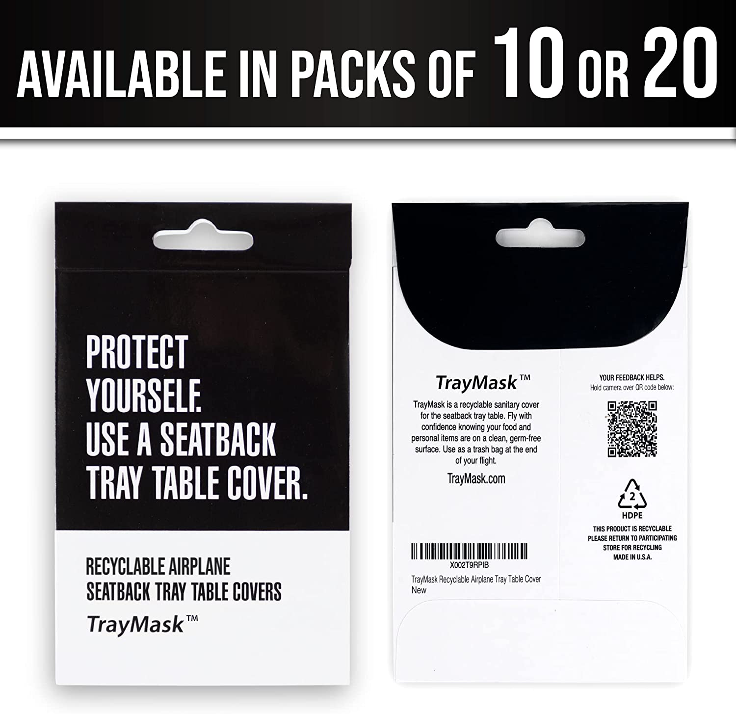 Traymask Disposable Tray Table Cover | Must Have Airplane Travel Essentials | Perfect for Toddlers, Kids and Adults Travel Accessories | Provides a Fresh/Clean Layer of Protection | 10 Pack image number 2