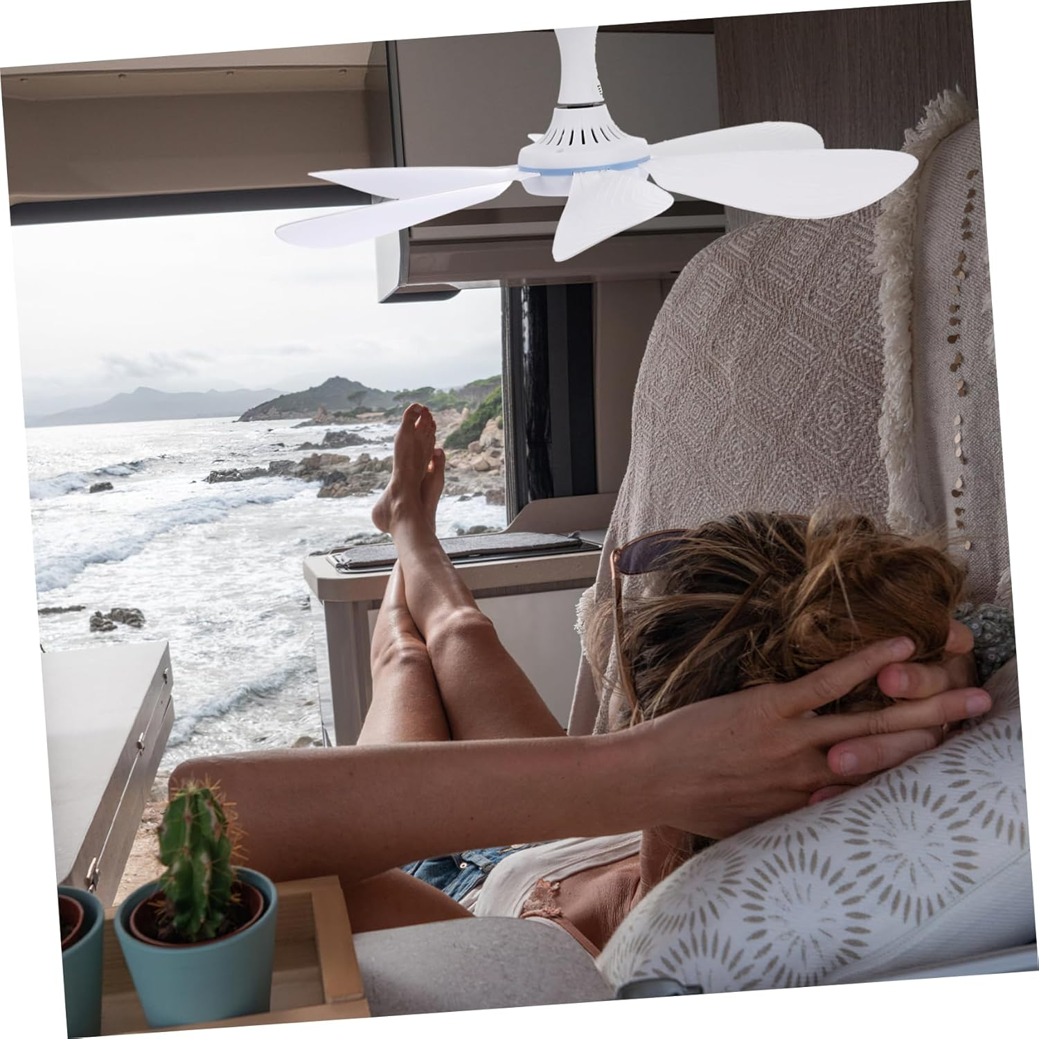 Levemolo 1 Set Portable USB Ceiling Fan for Camping Lightweight Hanging Tent Fan Design USB Rechargeable for Home Office Outdoor Use Excellent Cooling