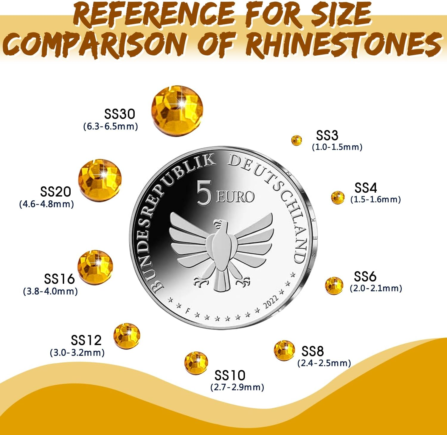 Liliume 2880 Pieces Hotfix Rhinestones SS10 Topaz Rhinestones 15 Colours 4 Sizes round Glass Rhinestones for Clothing Shoes DIY Crafts (Topaz-Ss10) image number 1