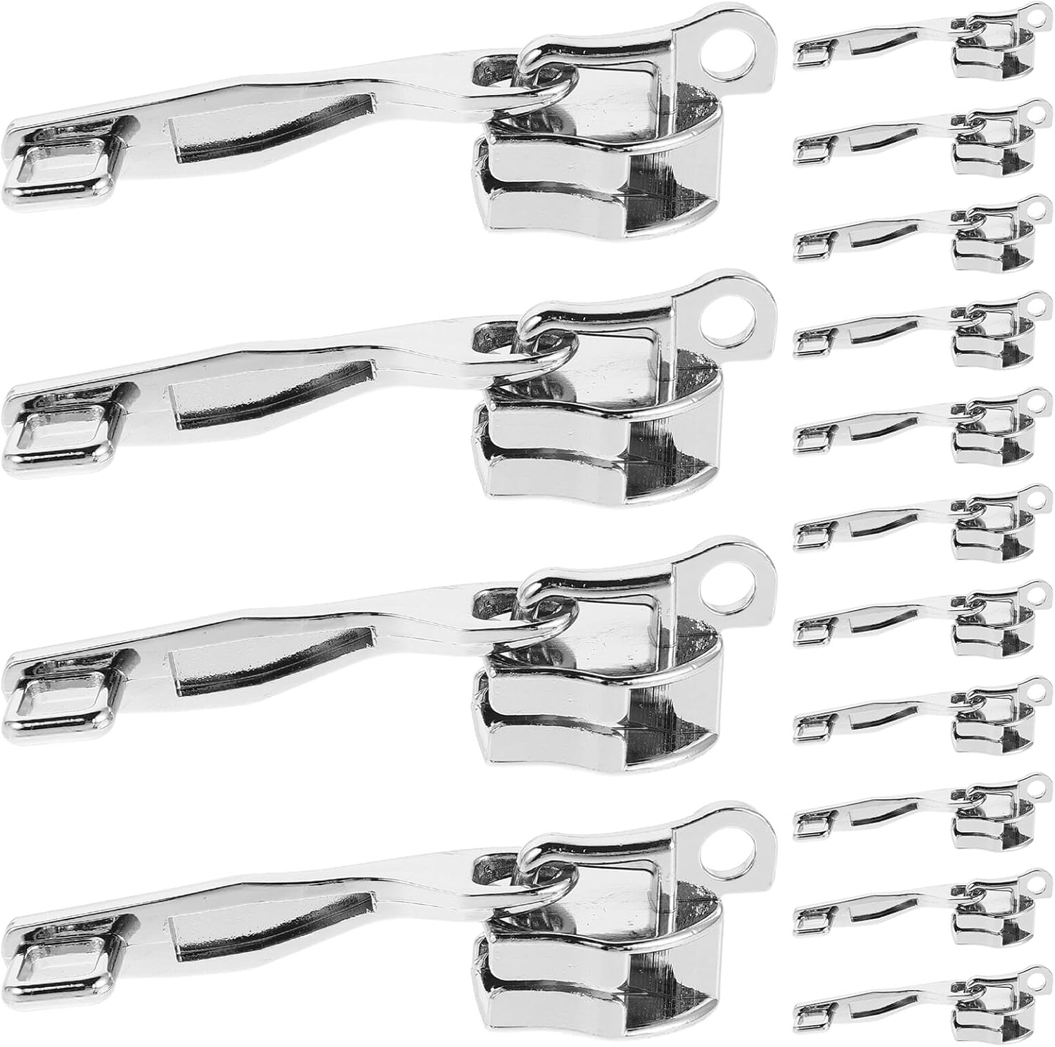 10 Pairs Double Layer Metal Luggage Zipper Pulls Lockable Sliders for Suitcase Travel with Single Lock Hole Detachable Pullers Compatible with Combination Lock Accessories image number 6