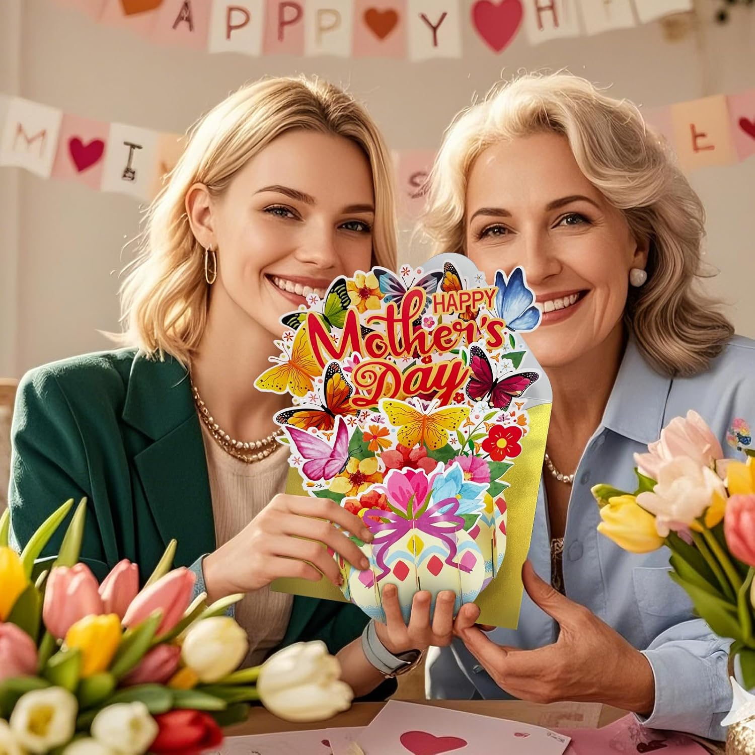 Bighan Pop up Happy Mother'S Day Card, 3D Mother'S Day HAPPY MOTHER'S DAY Pop up Greeting Boxed Cards Anniversary Pop up Cards for Women A image number 2