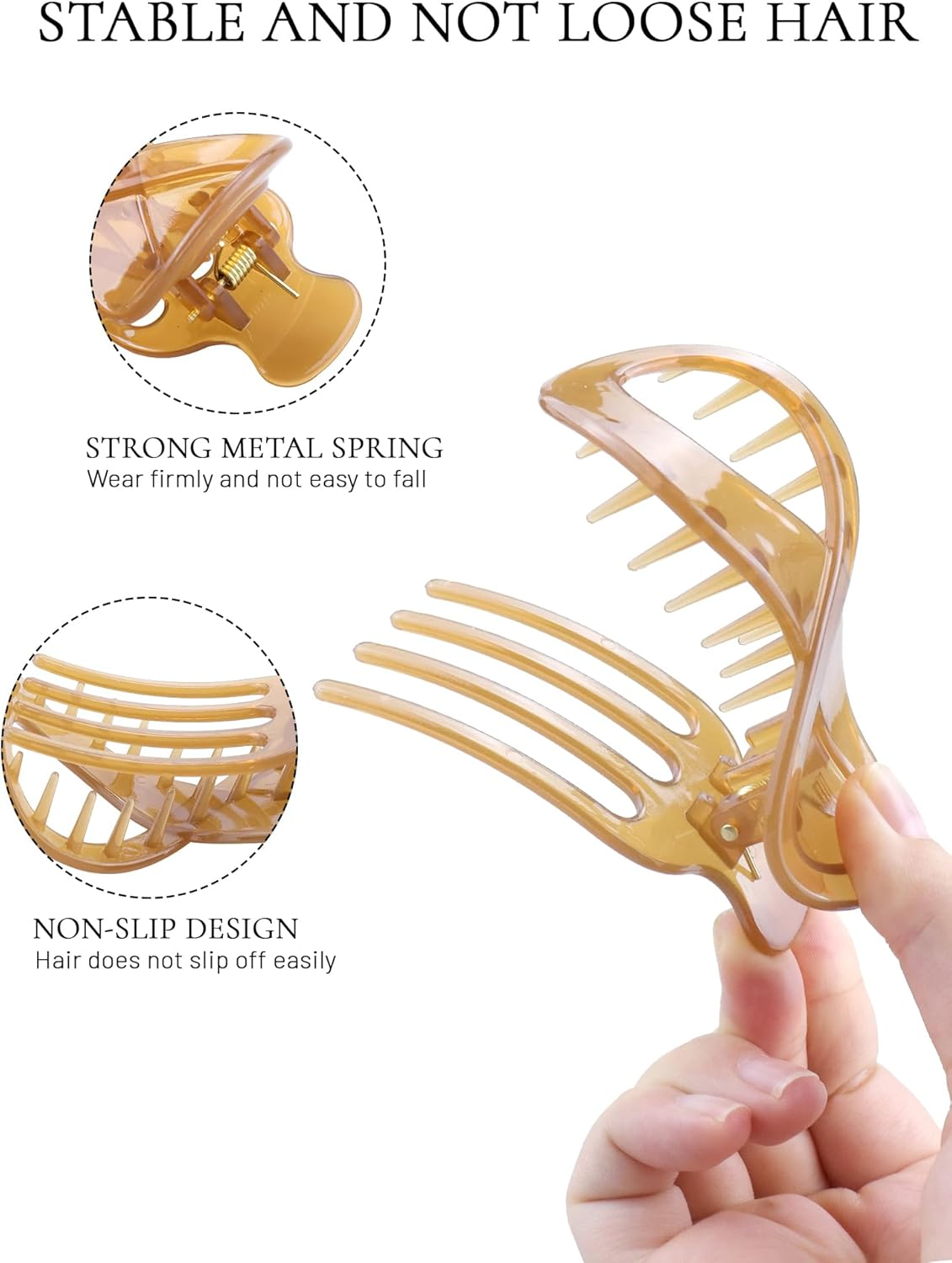 Kavya Hair Clips 6 Pcs Claw Clips for Thick Hair, Non-Slip Hair Claw Clips French Style Hair Claws Hair Accessories for Women (Glossy) - Matte-2 image number 5