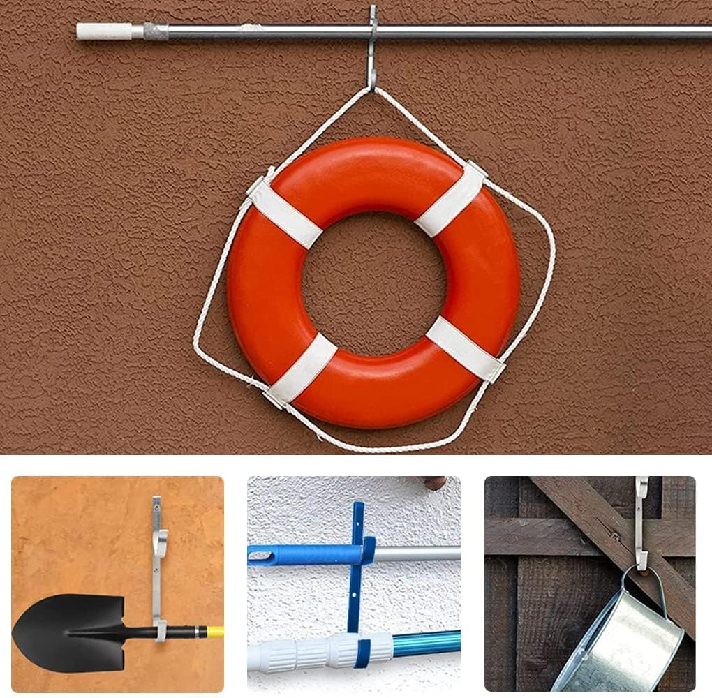 Swimming Pool Aluminum Pole Hanger Set, Blue, 1-Pack (2 Hooks), for Telescoping Poles, Leaf Rakes, Skimmers, Nets, Brushes, Vacuum Hoses (1 Pair [ Black ]) G_17