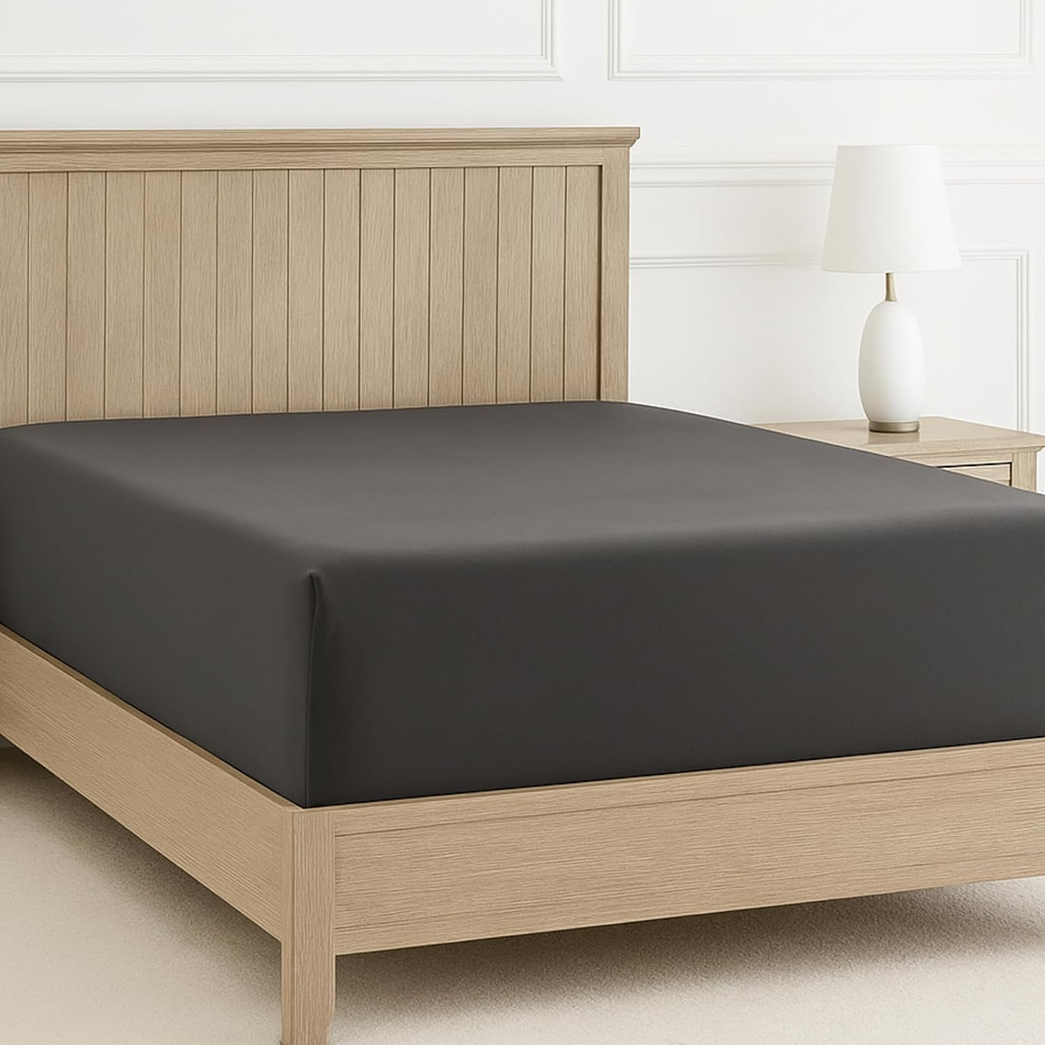 Lane Linen Fitted Sheet Super King &ndash; 1000 Thread Count Egyptian Cotton, Deep Pocket 38 Cm, Soft Touch & Premium Quality &ndash; Hotel Style Bedding - Mineral