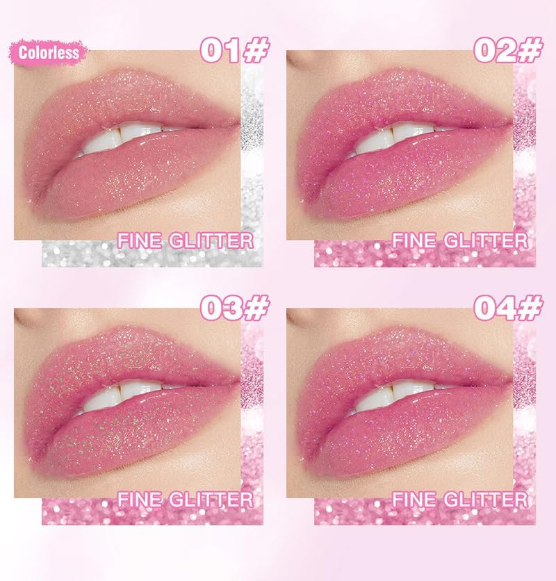 2Pcs Color Changing Moisturizing Lip Glow Oil Plumping Glimmer Glow Lipstick, Hydrating Lip Gloss Lip Balm Transparent Lip Care, Long Lasting Moisturizing (2, 01#+02#) image number 3