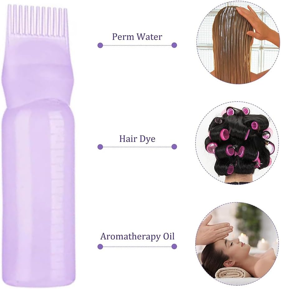 4 Pcs Root Comb Applicator Bottle, 6 Ounce Hair Root Comb Color with Graduated Scale, Hair Coloring, Dye and Scalp Treament image number 3