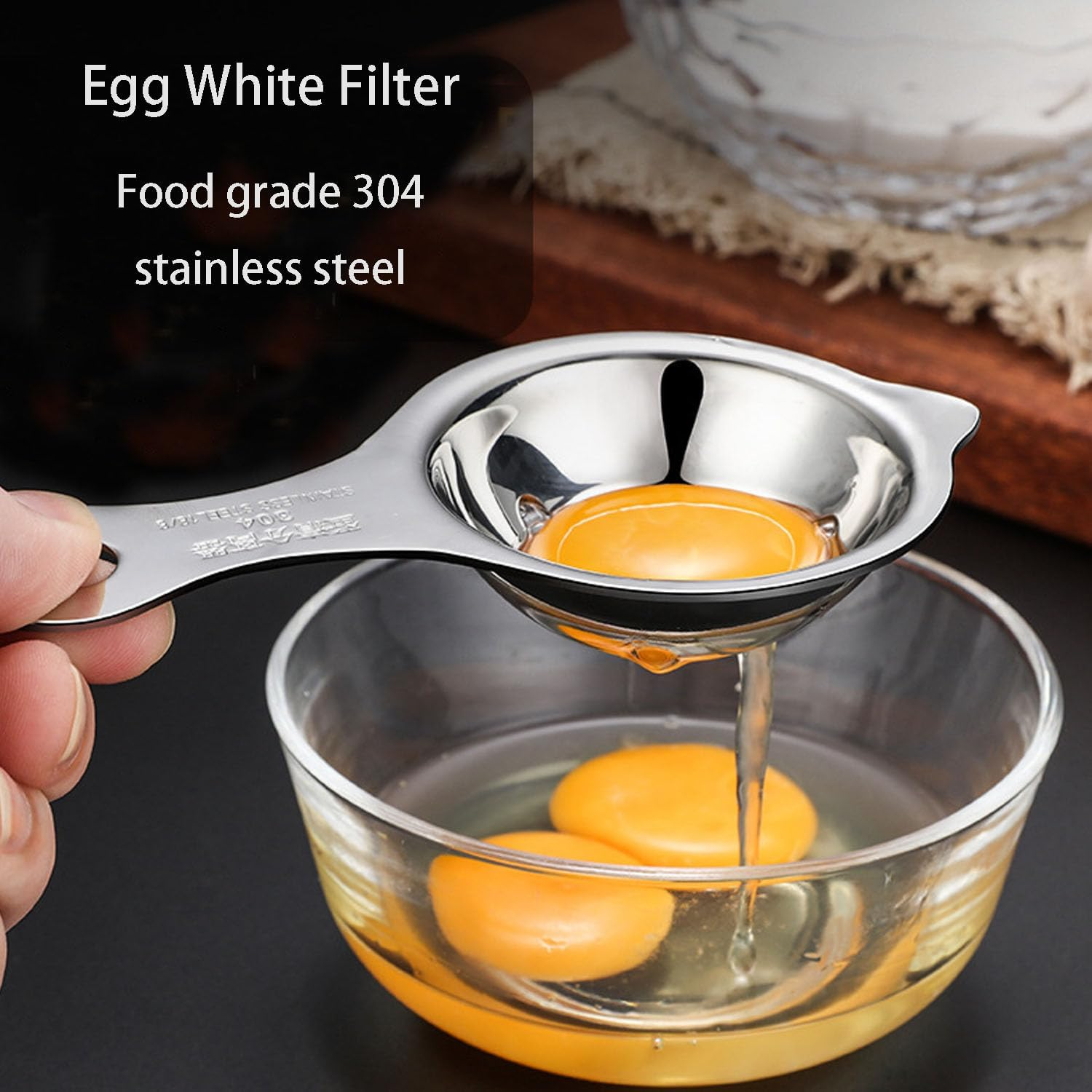 Egg Separator Egg Yolk 2 PCS, Stainless Steel Egg Yolk White Filter image number 4