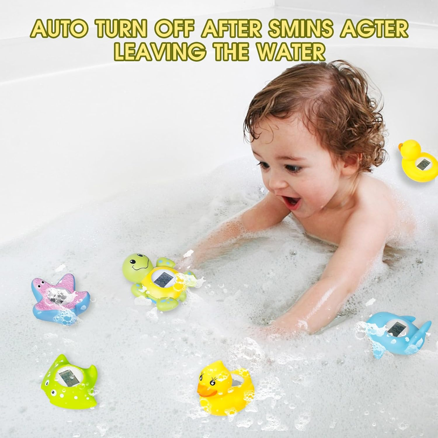 Baby Bath Thermometer, New Upgraded Digital Water Thermometer with 3 Color Backlight and Temperature Warning, Safe Bath Thermometer Floating Toy for Babies and Toddlers （Whales） image number 6