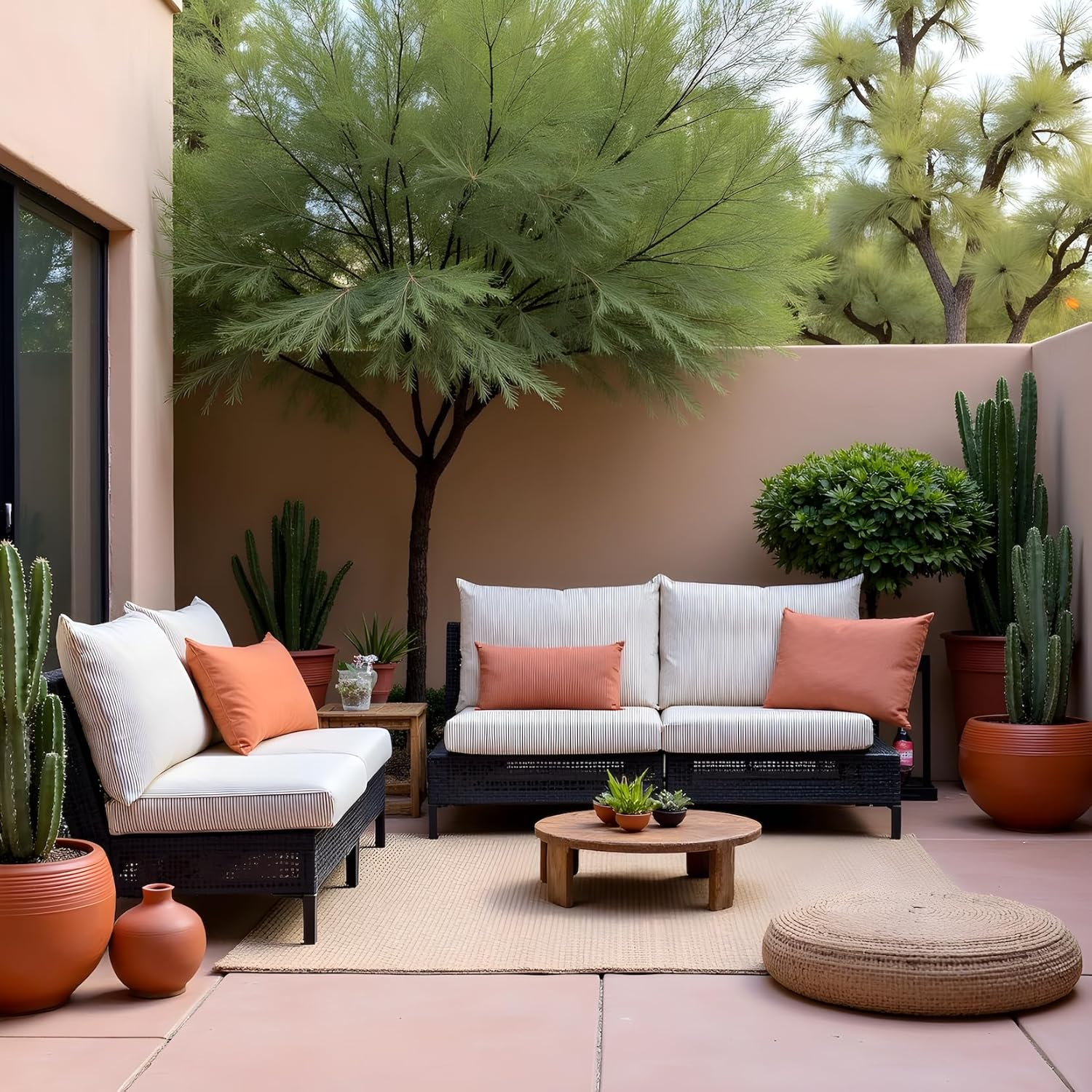 Rockin Cushions Outdoor Slip Covers | Beige Stripe | Compatible with IKEA Arholma Kuddarna Cushions | Includes 2 Arholma Pillow Covers and 2 Arholma Seat Covers - Set of 4 image number 6